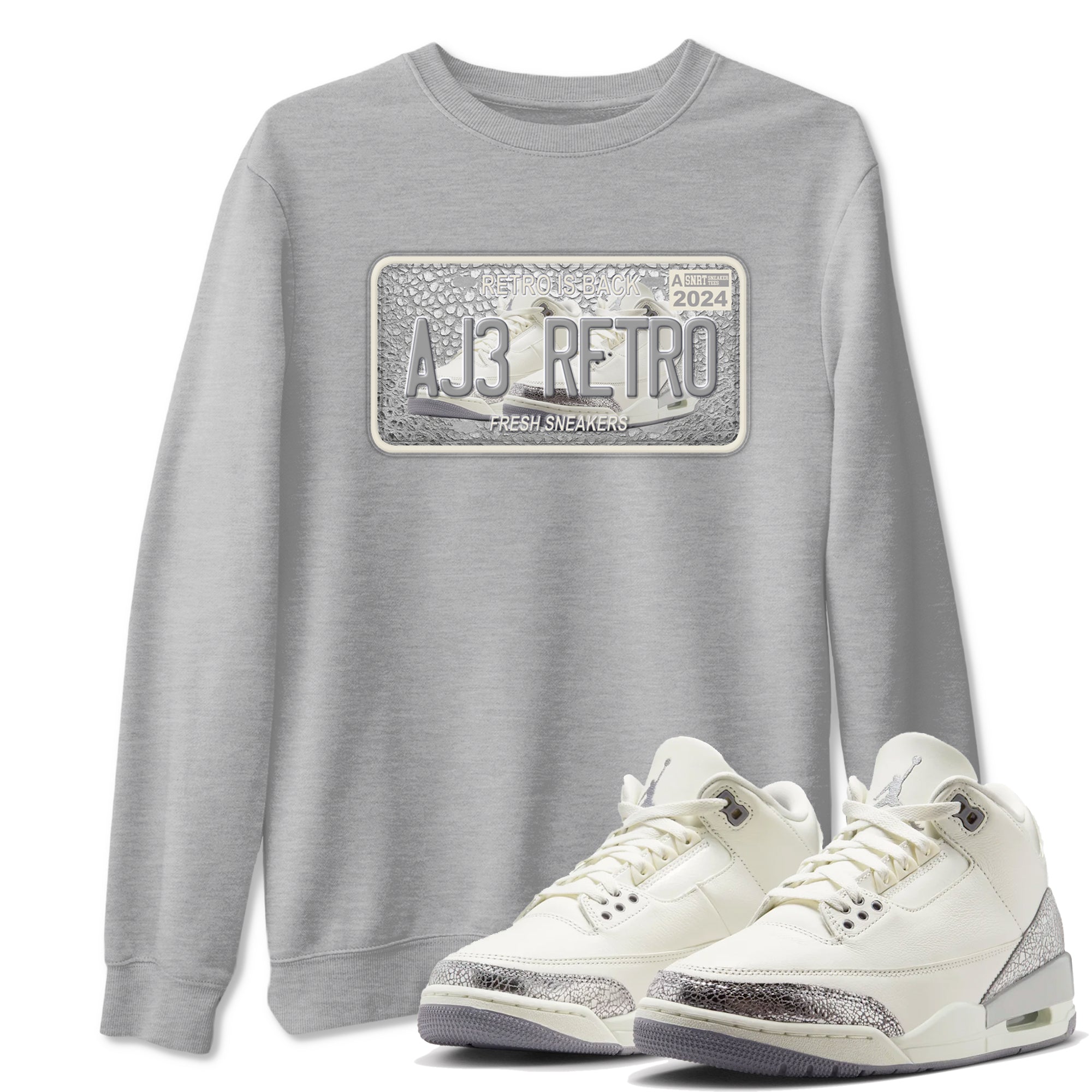 snkmatch Plate snkmatch Tees - Air Jordan 3 Sail and Cement Grey