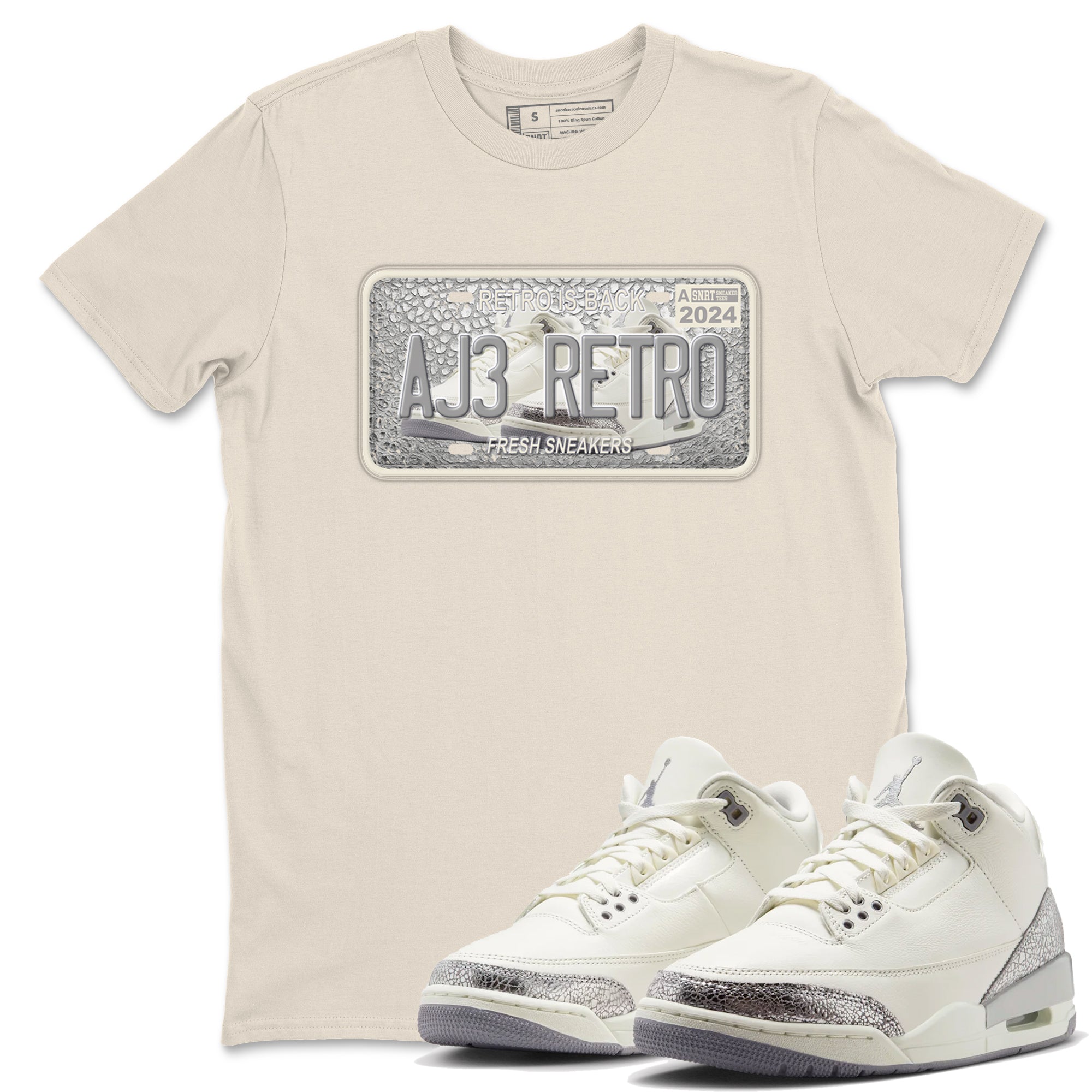 snkmatch Plate snkmatch Tees - Air Jordan 3 Sail and Cement Grey