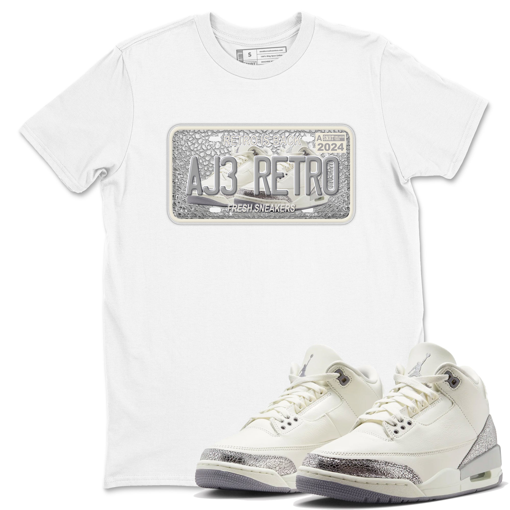 snkmatch Plate snkmatch Tees - Air Jordan 3 Sail and Cement Grey