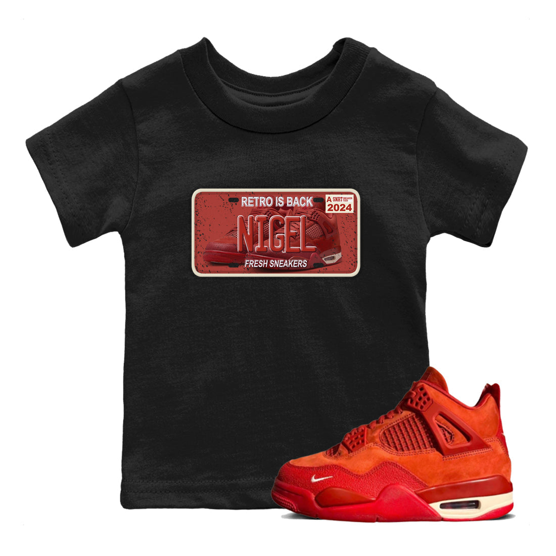 snkmatch Plate snkmatch Tees Kids - Air Jordan 4 Brick By Brick