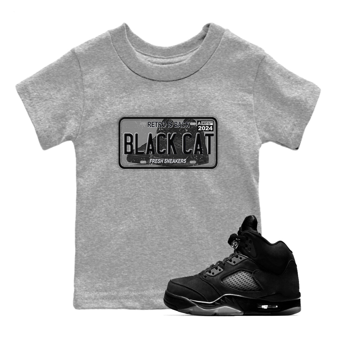 snkmatch Plate snkmatch Tees Kids - Air Jordan 5 Black Cat
