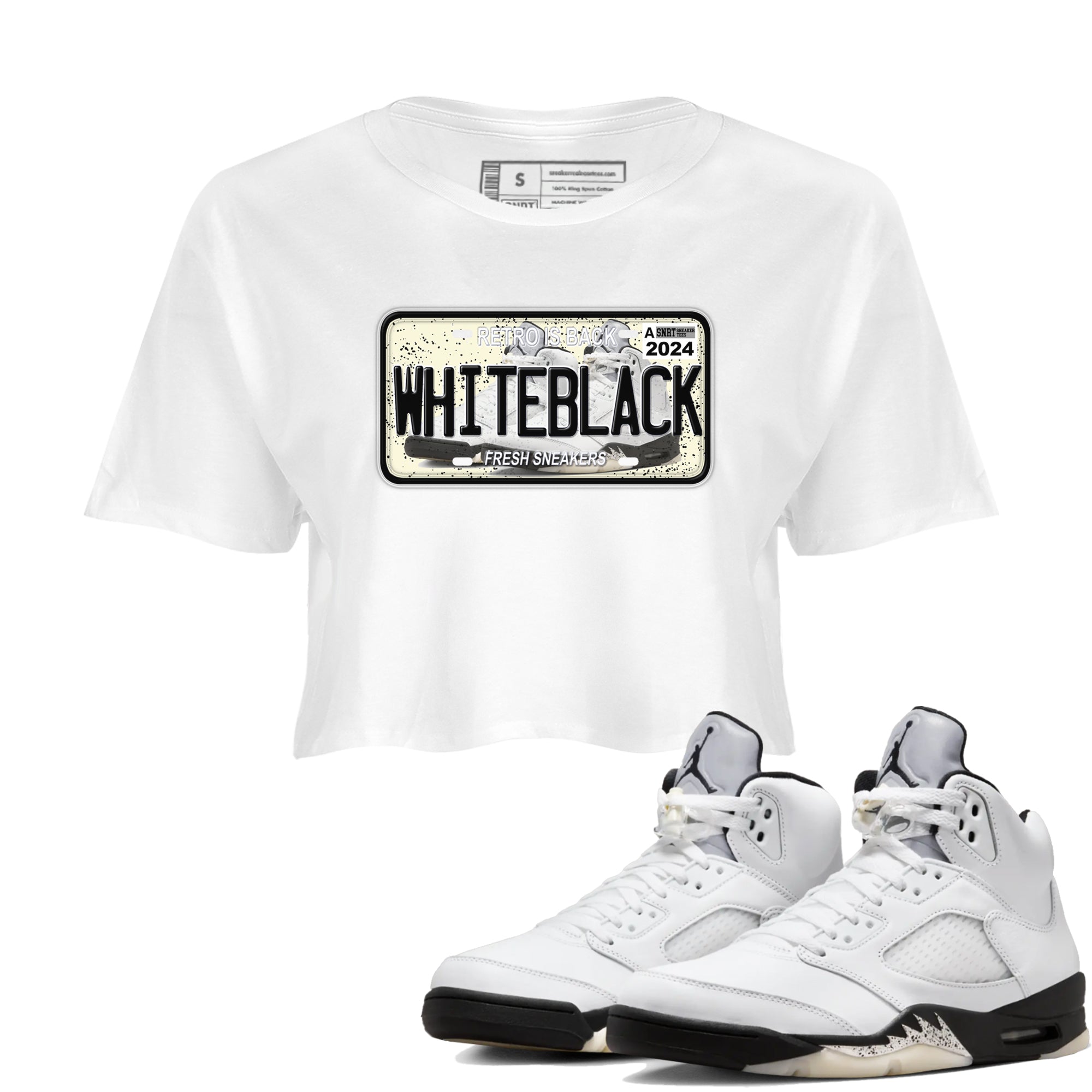 snkmatch Plate snkmatch Women's Top - Air Jordan 5 White Black