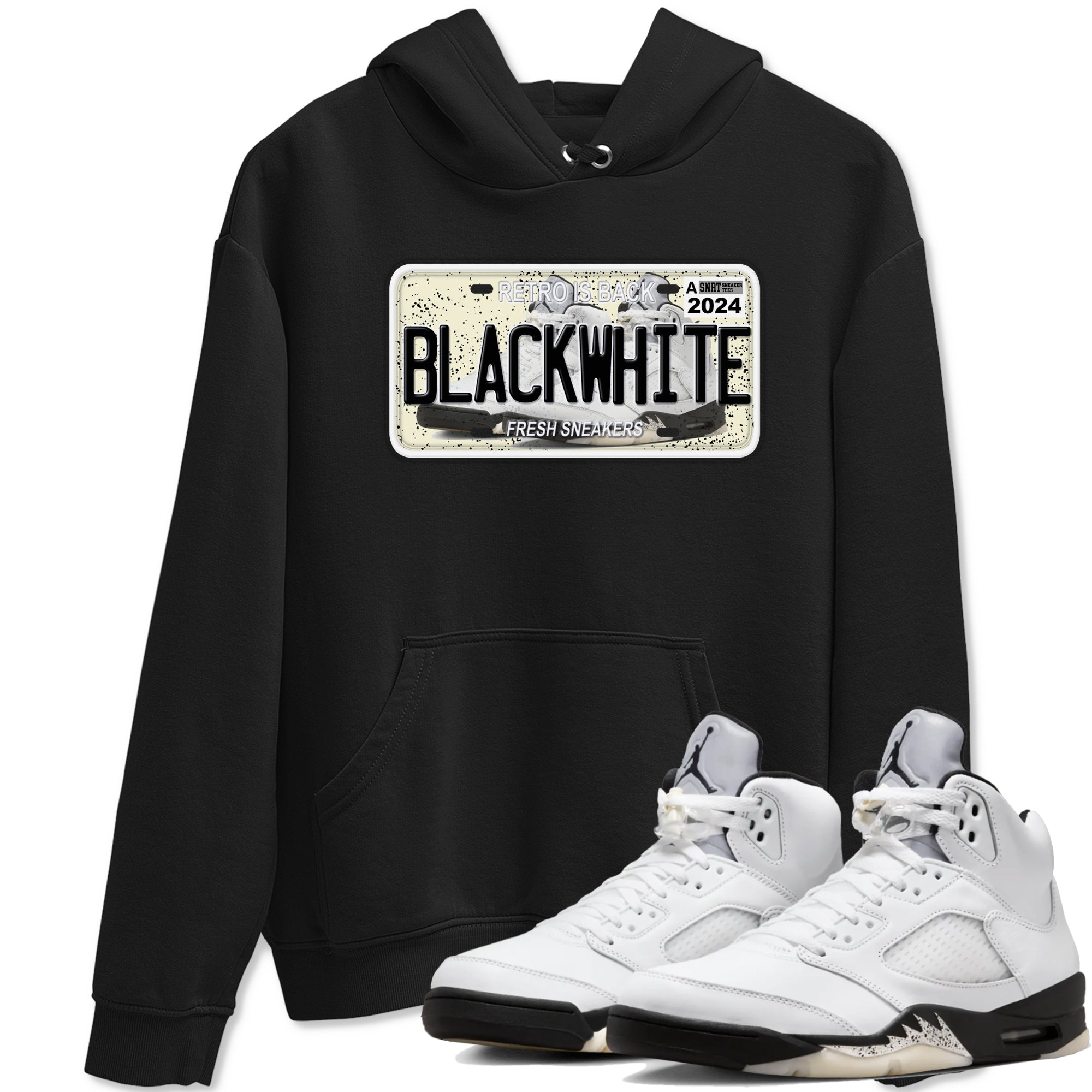 snkmatch Plate snkmatch Tees - Air Jordan 5 White Black