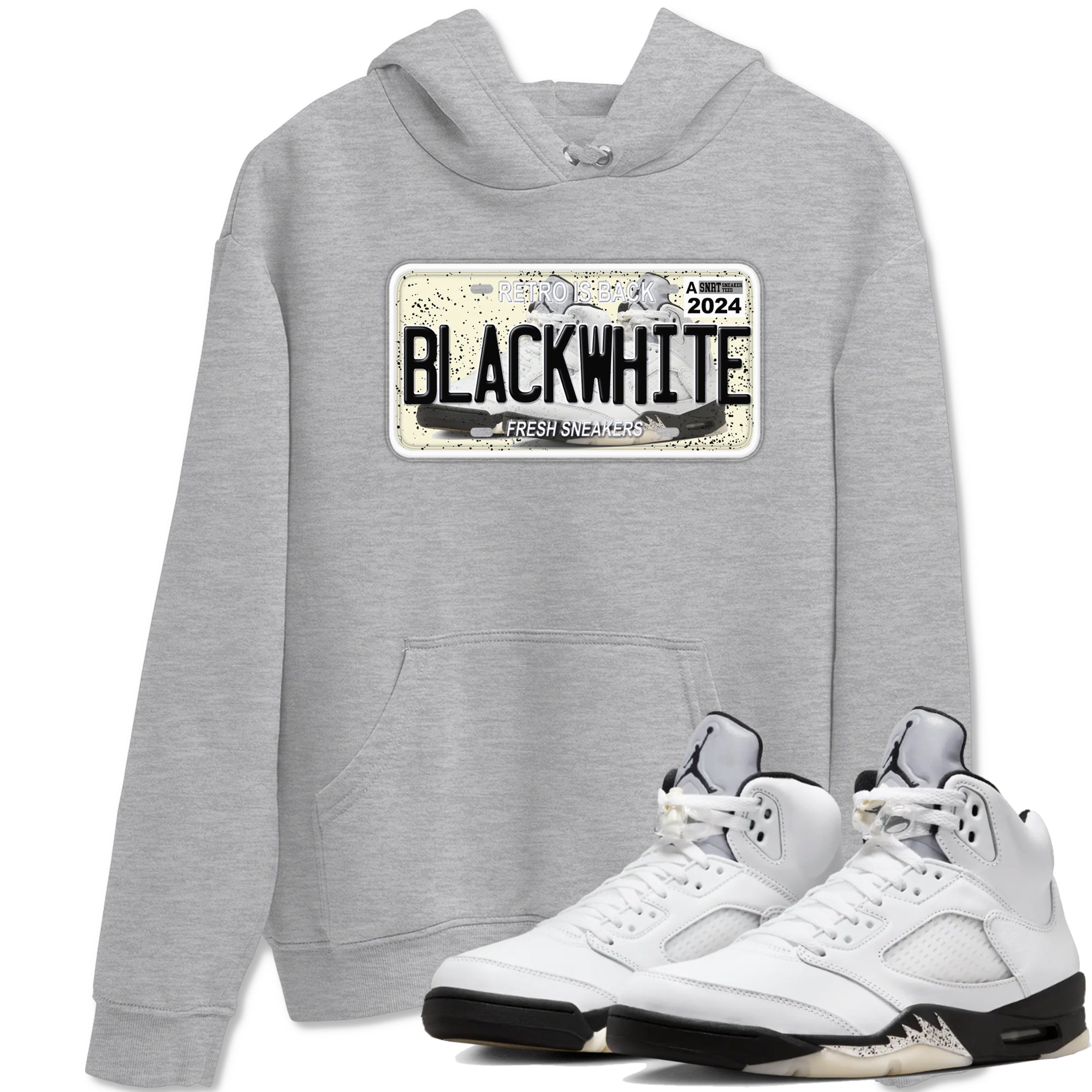 snkmatch Plate snkmatch Tees - Air Jordan 5 White Black