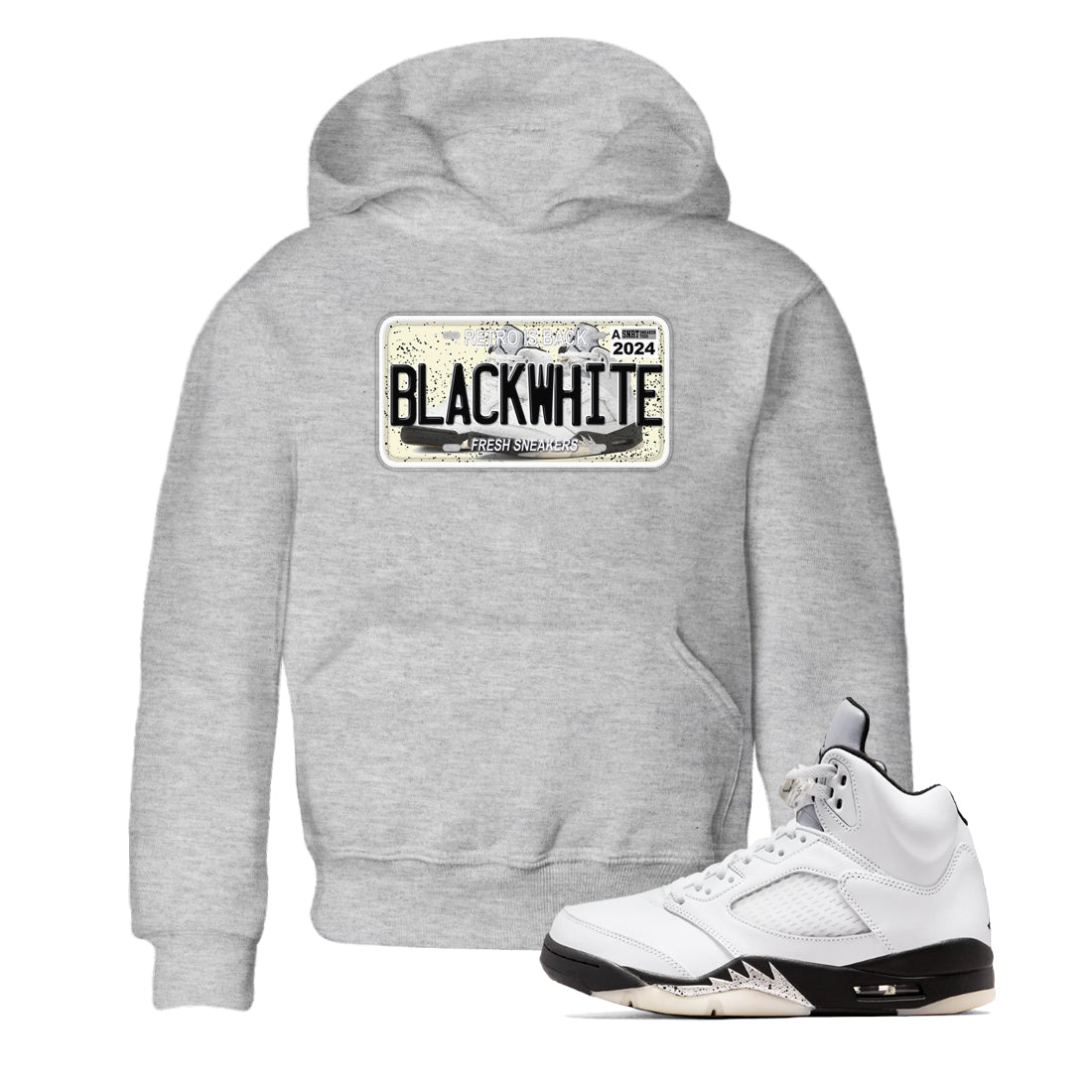 snkmatch Plate snkmatch Tees Kids - Air Jordan 5 White Black