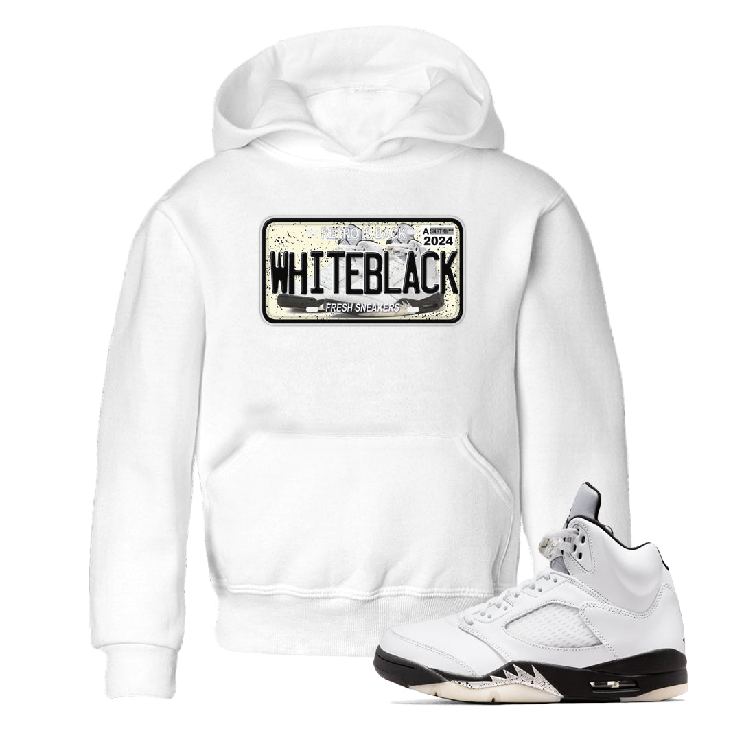 snkmatch Plate snkmatch Tees Kids - Air Jordan 5 White Black
