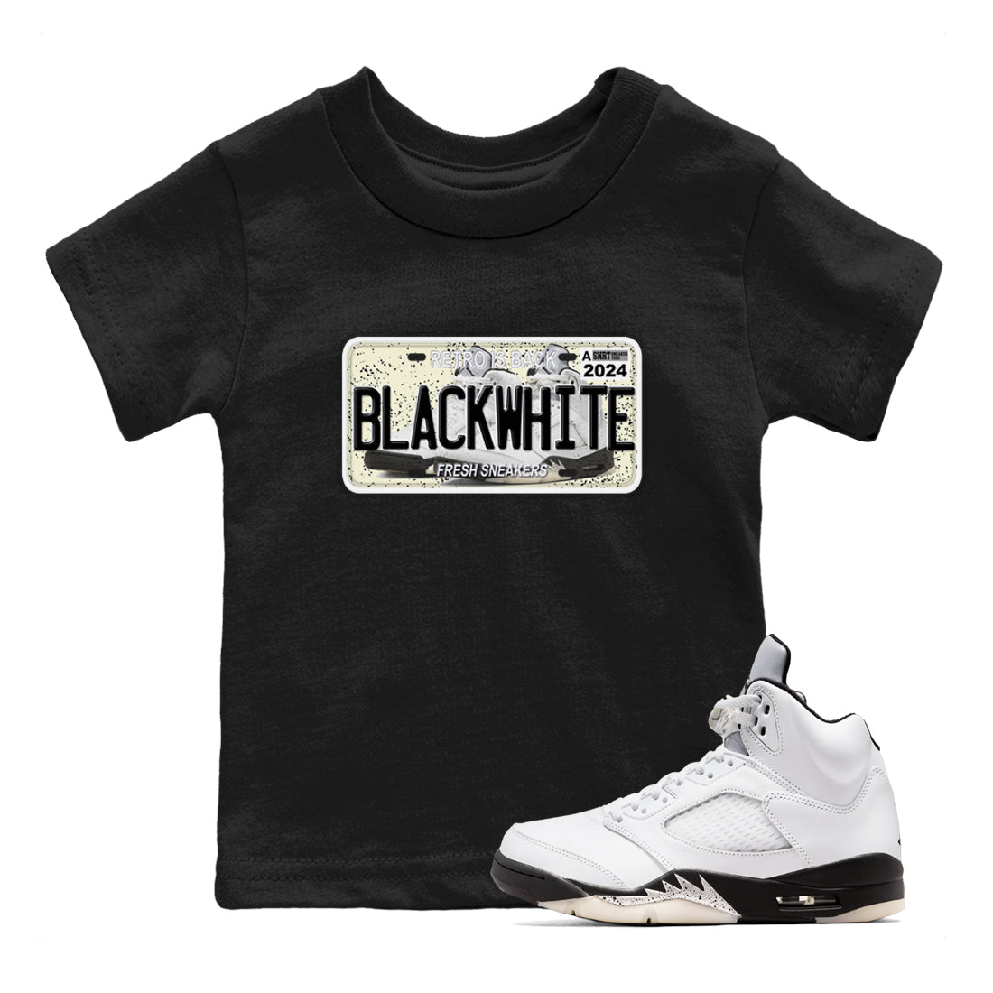 snkmatch Plate snkmatch Tees Kids - Air Jordan 5 White Black