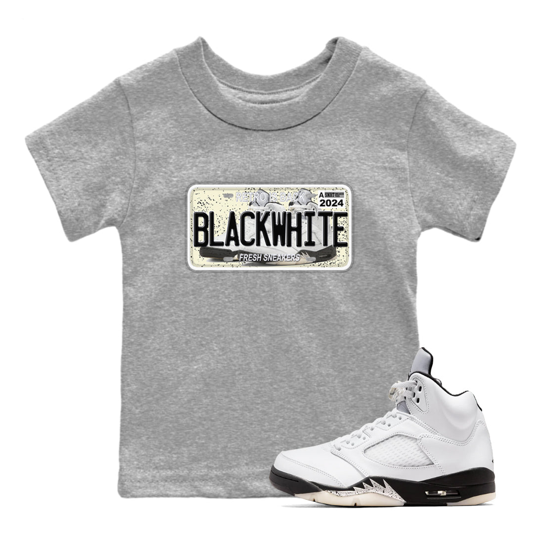 snkmatch Plate snkmatch Tees Kids - Air Jordan 5 White Black