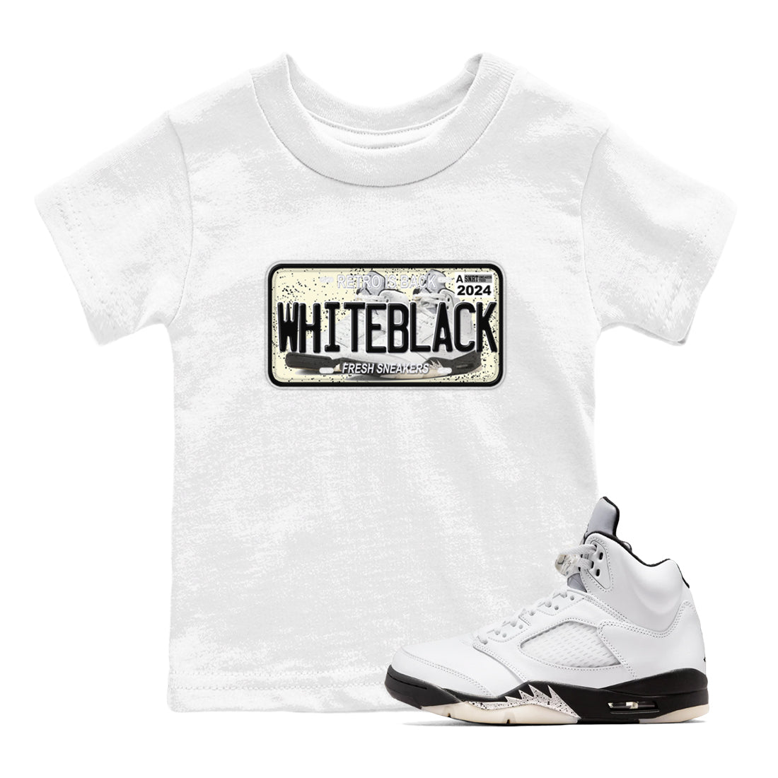 snkmatch Plate snkmatch Tees Kids - Air Jordan 5 White Black
