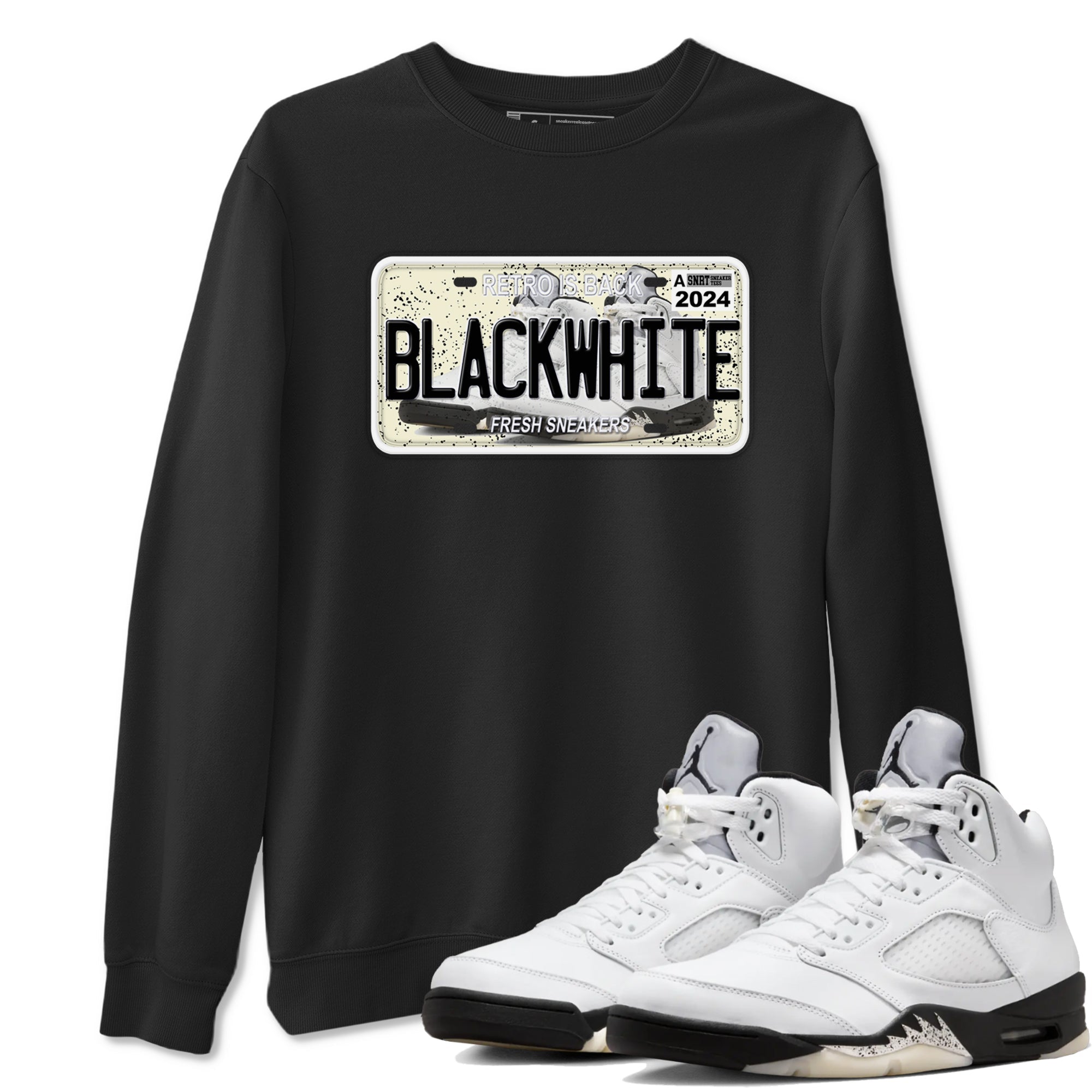 snkmatch Plate snkmatch Tees - Air Jordan 5 White Black