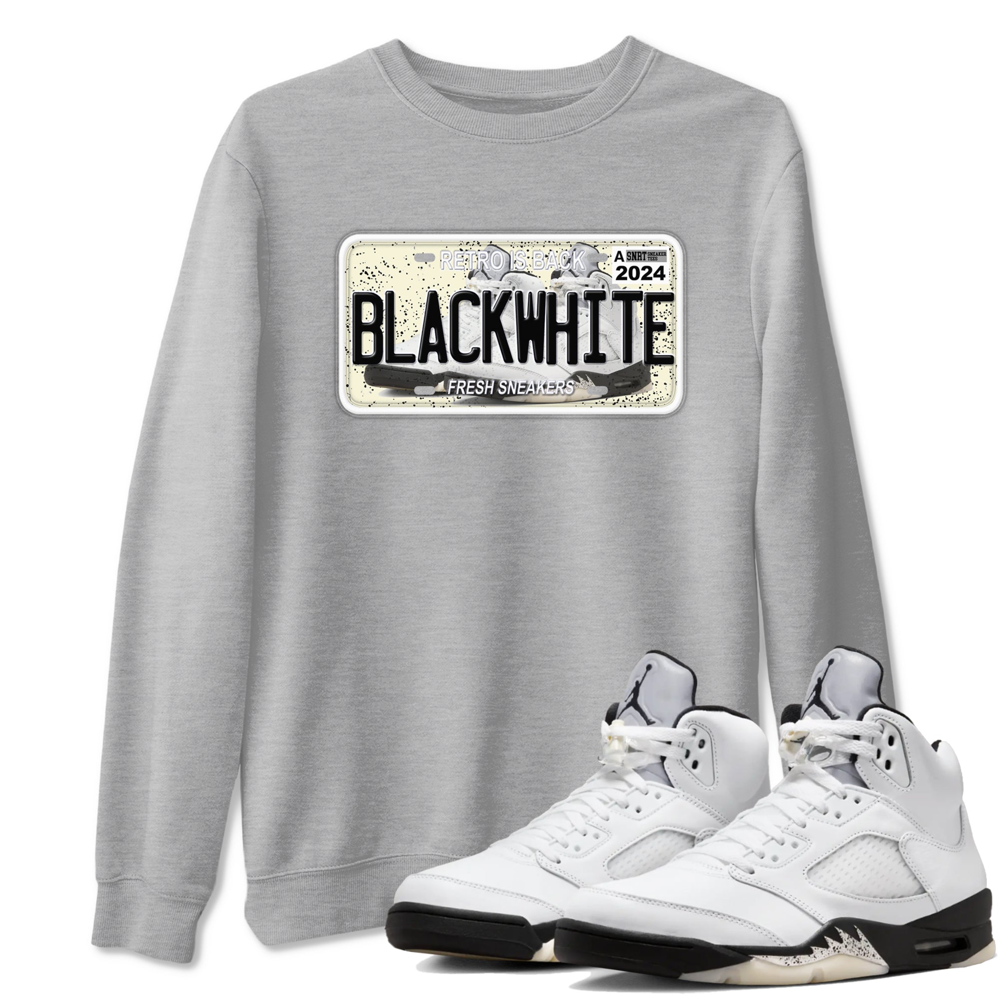 snkmatch Plate snkmatch Tees - Air Jordan 5 White Black