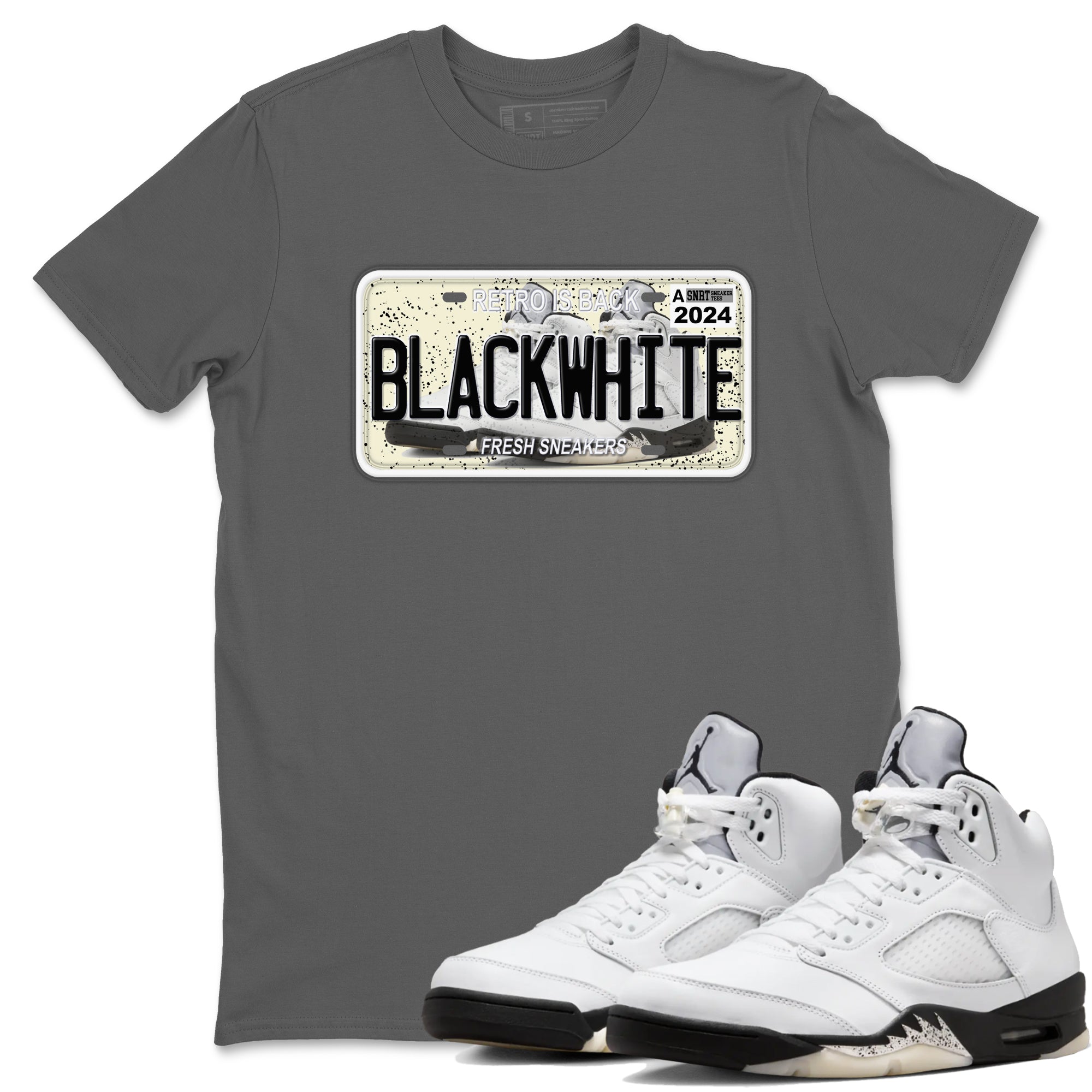snkmatch Plate snkmatch Tees - Air Jordan 5 White Black