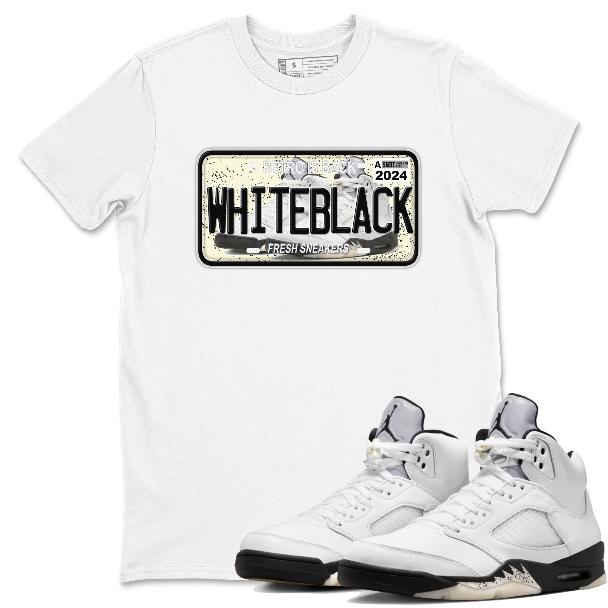 snkmatch Plate snkmatch Tees - Air Jordan 5 White Black