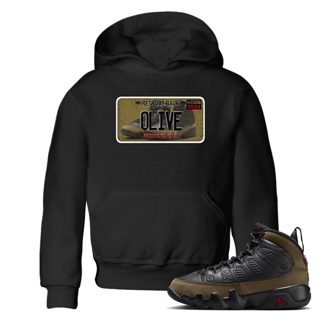 snkmatch Plate snkmatch Tees Kids - Air Jordan 9 Olive