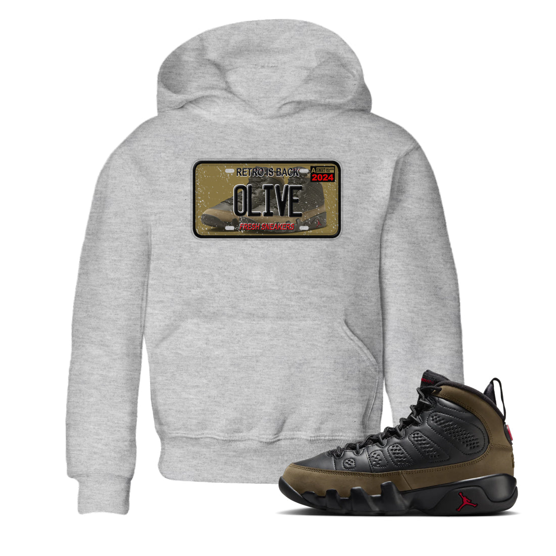 snkmatch Plate snkmatch Tees Kids - Air Jordan 9 Olive