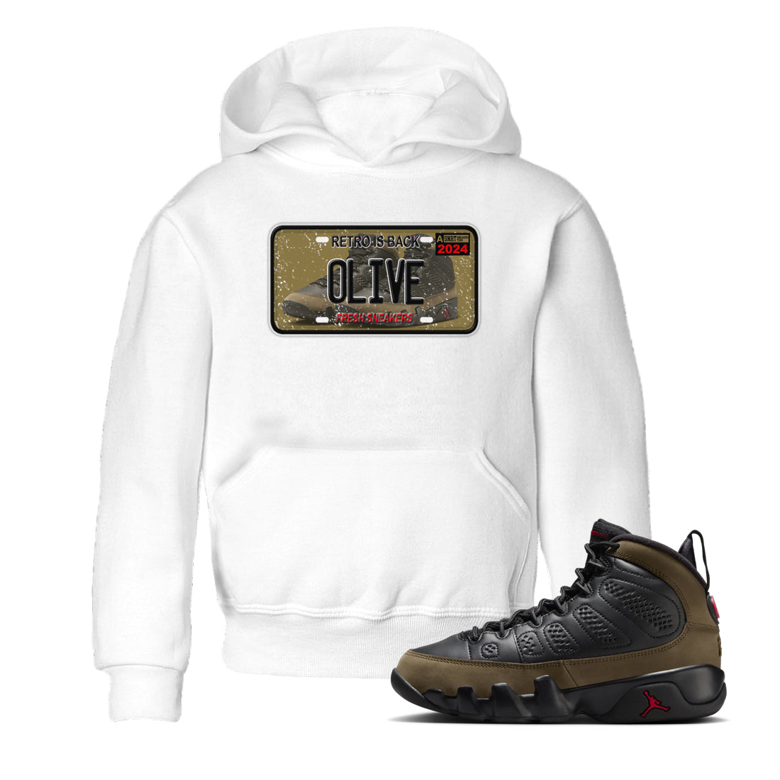 snkmatch Plate snkmatch Tees Kids - Air Jordan 9 Olive