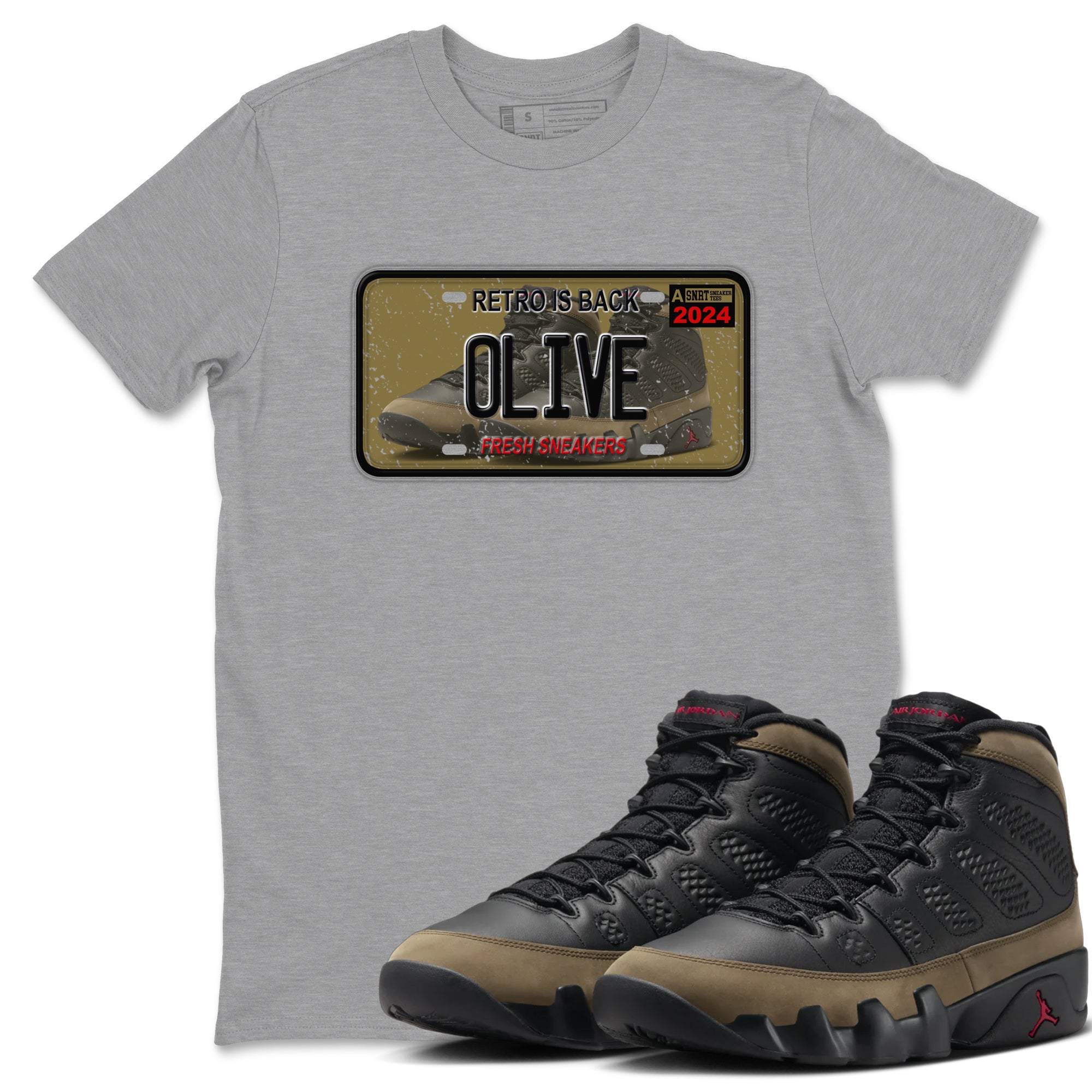 snkmatch Plate snkmatch Tees - Air Jordan 9 Olive