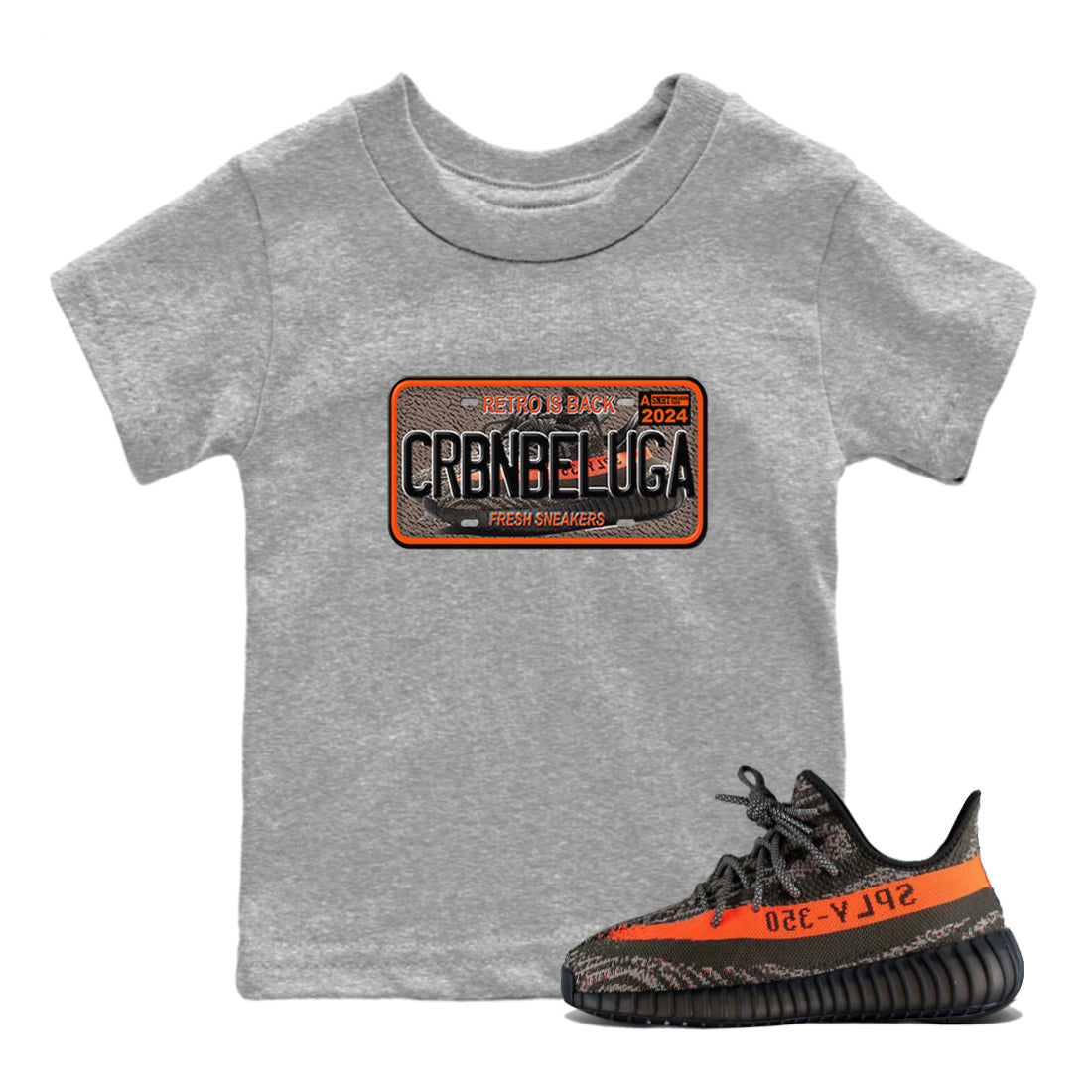 Sneaker Plate SNRT Sneaker Tees Kids - Yeezy 350 Carbon Beluga