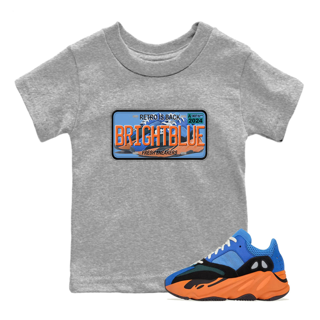 Sneaker Plate SNRT Sneaker Tees Kids - Yeezy 700 Bright Blue