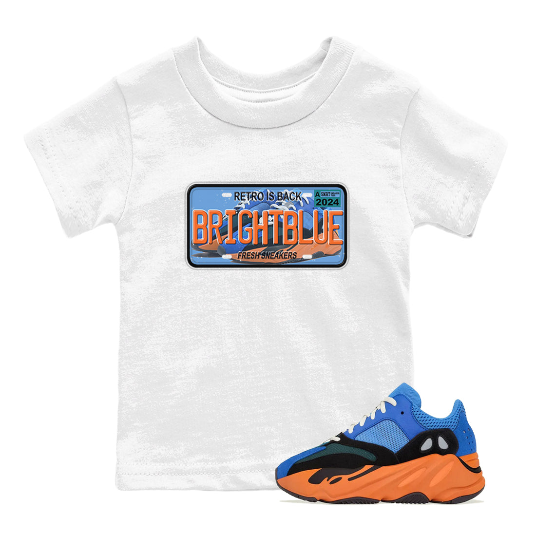 Sneaker Plate SNRT Sneaker Tees Kids - Yeezy 700 Bright Blue