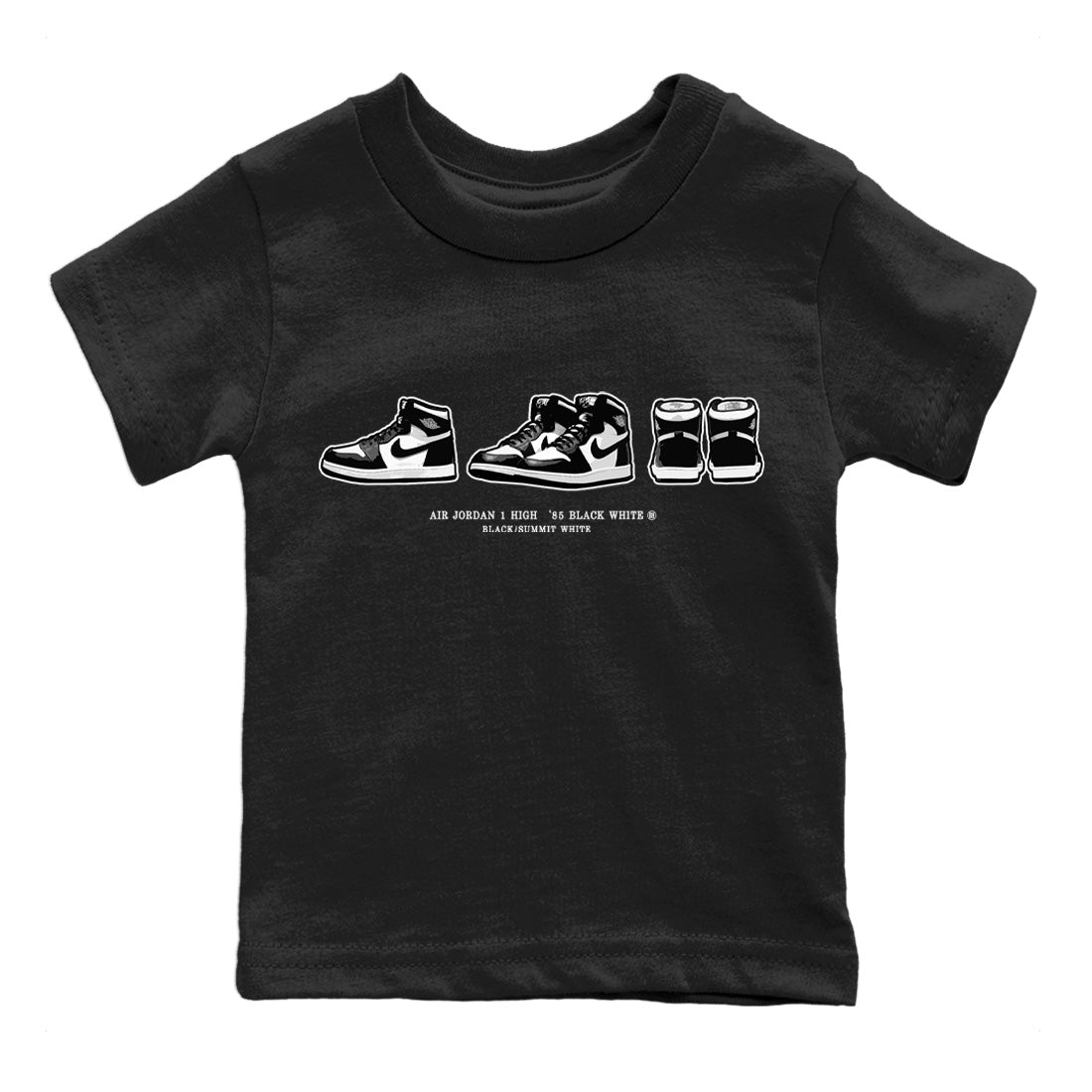 snkmatch Prelude Kids Tops - Air Jordan 1 Black White
