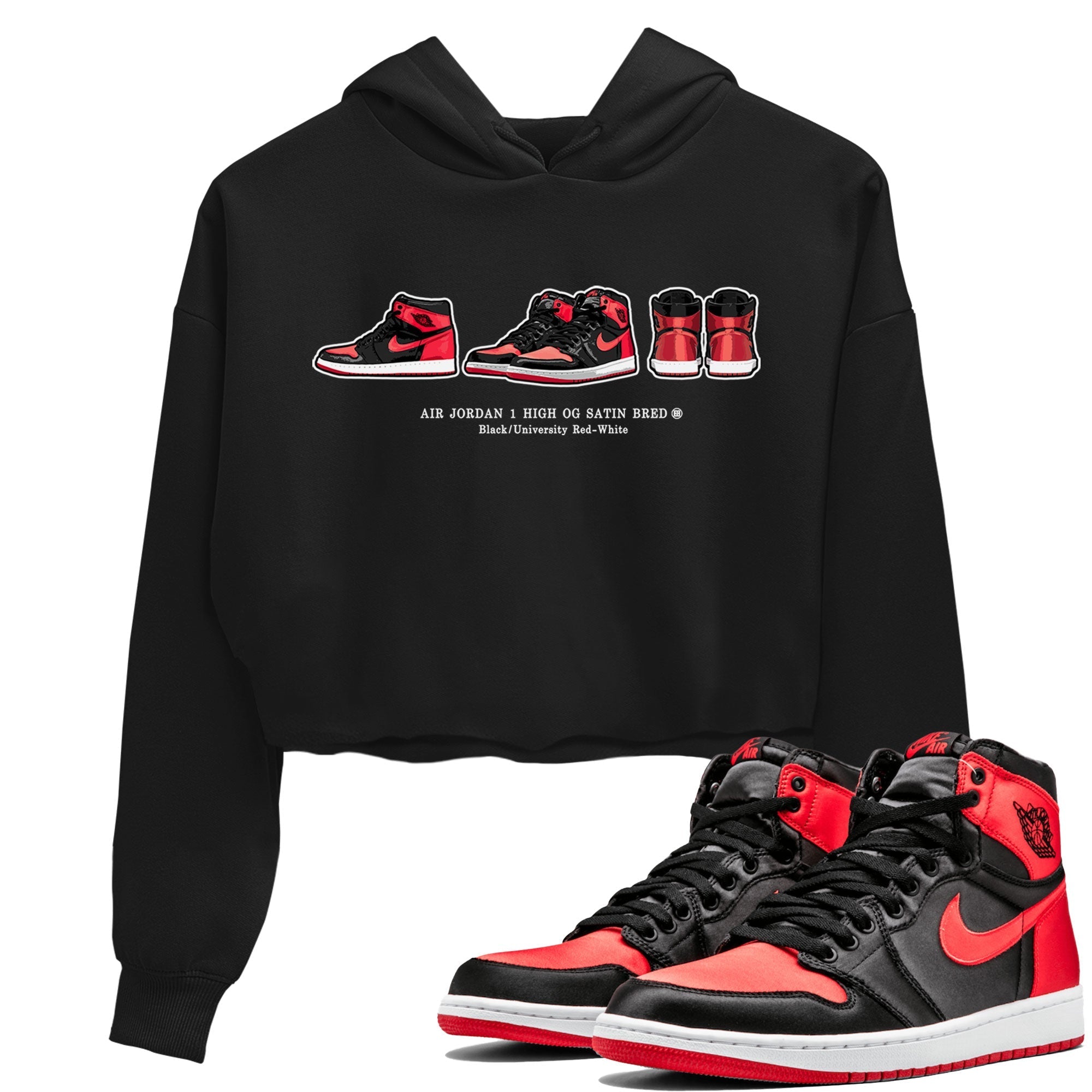 snkmatch Prelude Women's Tops - Air Jordan 1 Satin Bred