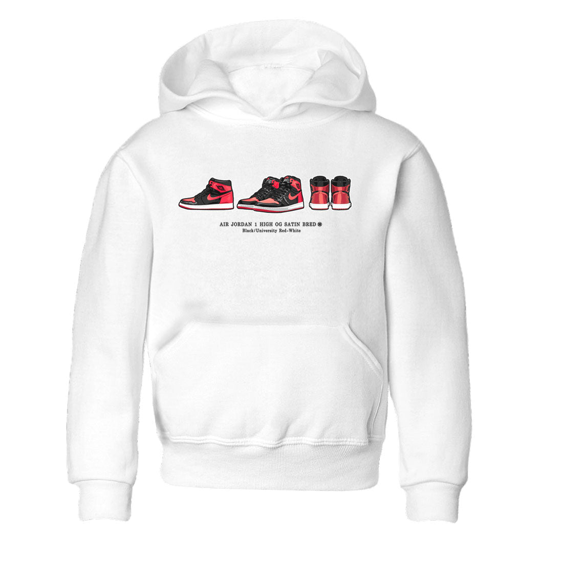 snkmatch Prelude Kids Tops - Air Jordan 1 Satin Bred