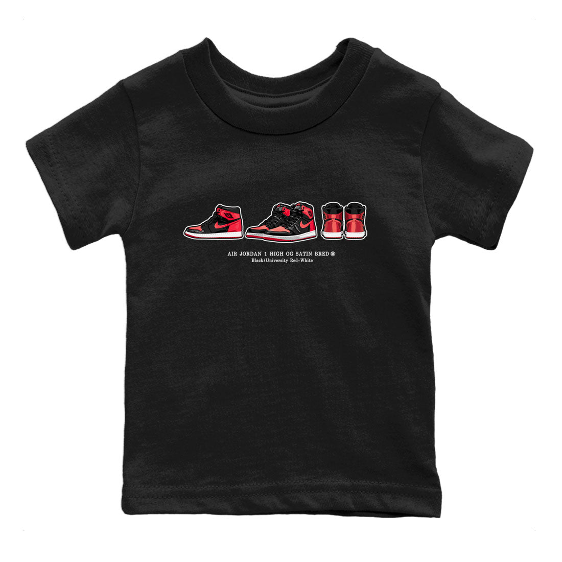 snkmatch Prelude Kids Tops - Air Jordan 1 Satin Bred