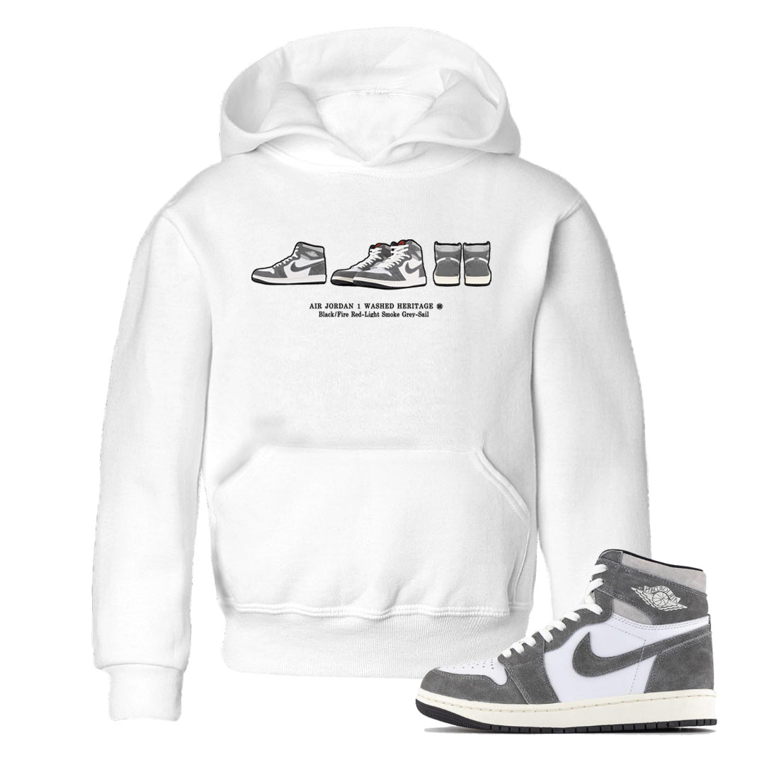 snkmatch Prelude Kids Tops - Air Jordan 1 Washed Heritage