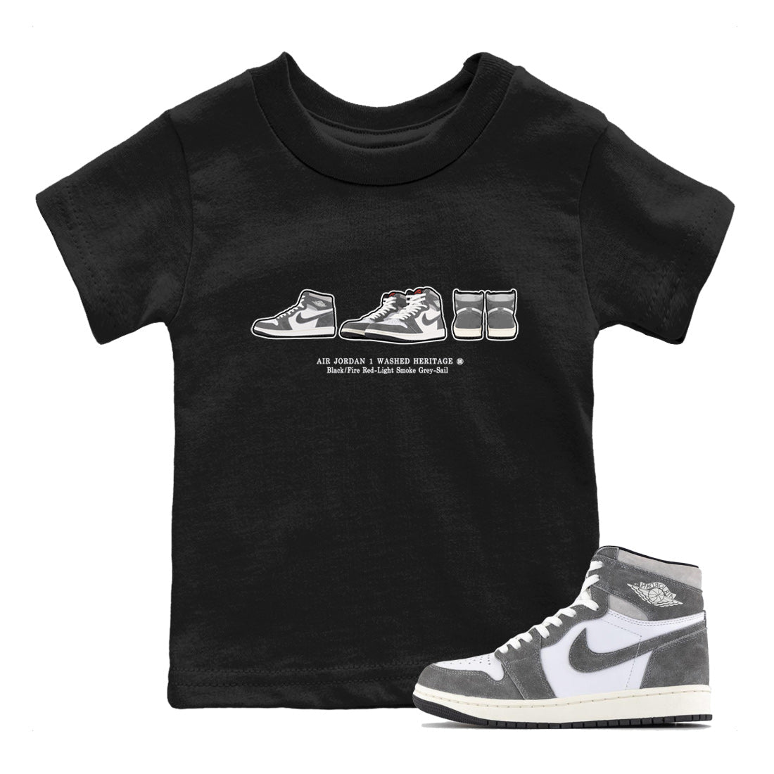 snkmatch Prelude Kids Tops - Air Jordan 1 Washed Heritage
