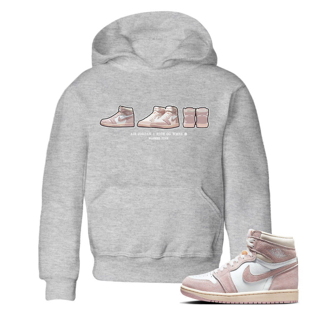snkmatch Prelude Kids Tops - Air Jordan 1 Washed Pink