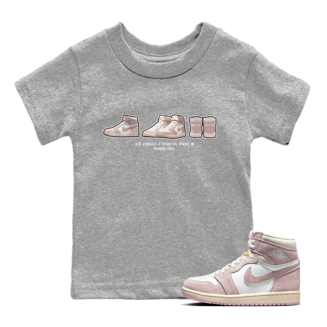 snkmatch Prelude Kids Tops - Air Jordan 1 Washed Pink