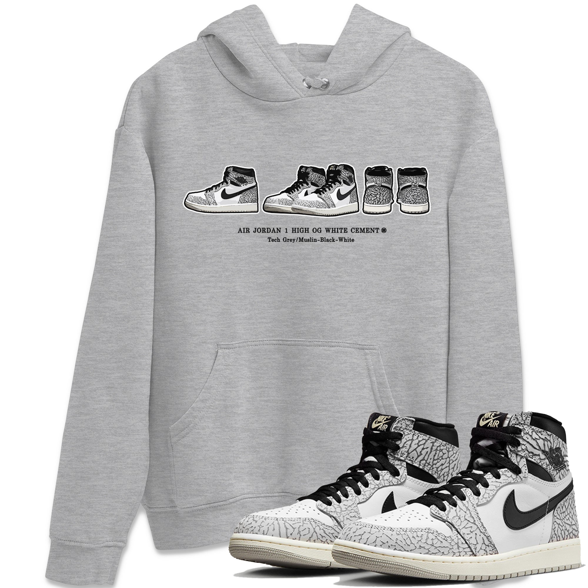 snkmatch Prelude Unisex Tops - Air Jordan 1 White Cement