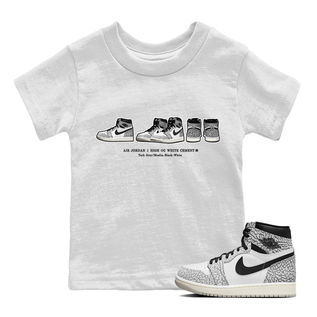 snkmatch Prelude Kids Tops - Air Jordan 1 White Cement