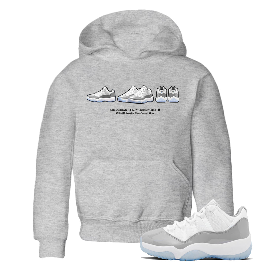 snkmatch Prelude Kids Tops - Air Jordan 11 White Cement