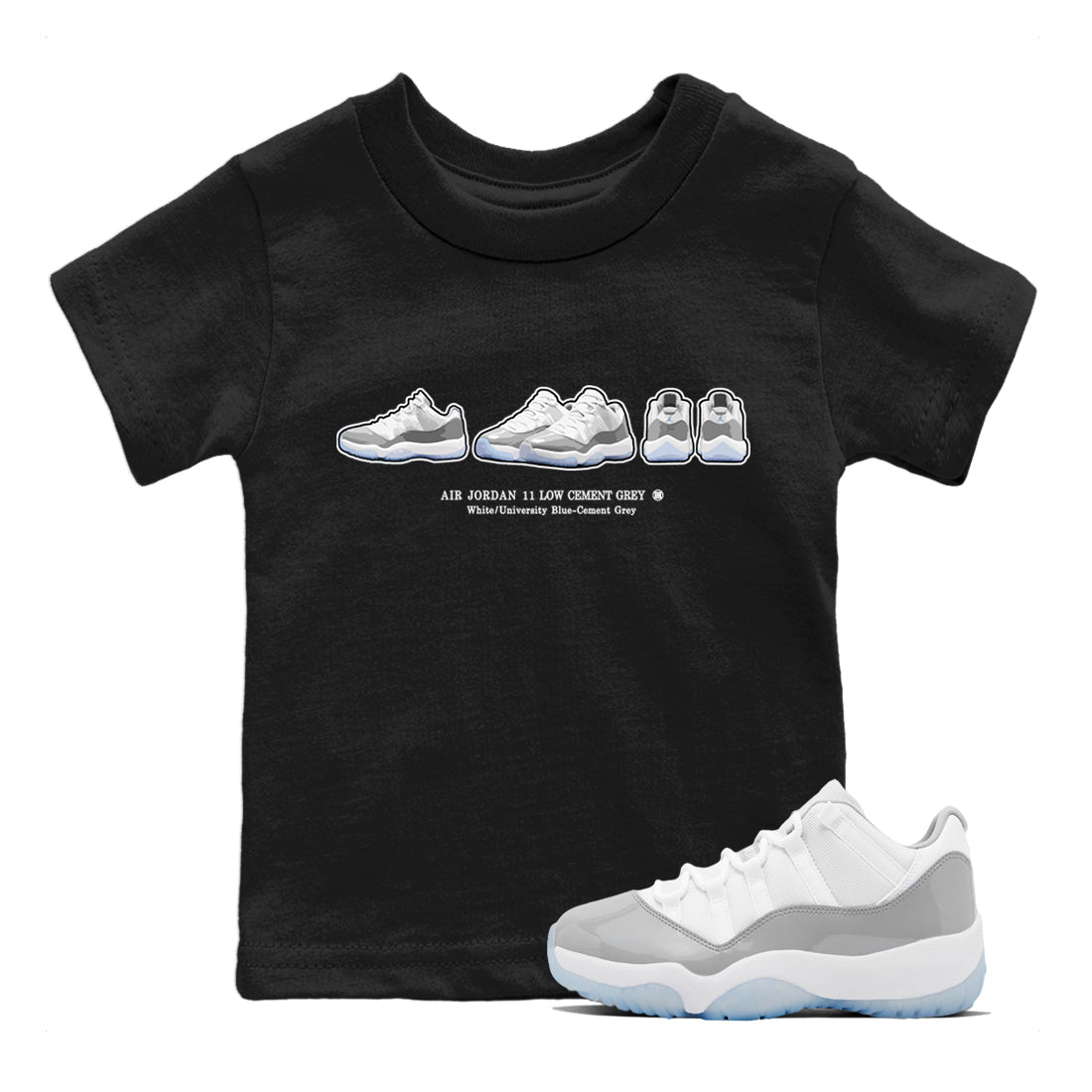 snkmatch Prelude Kids Tops - Air Jordan 11 White Cement
