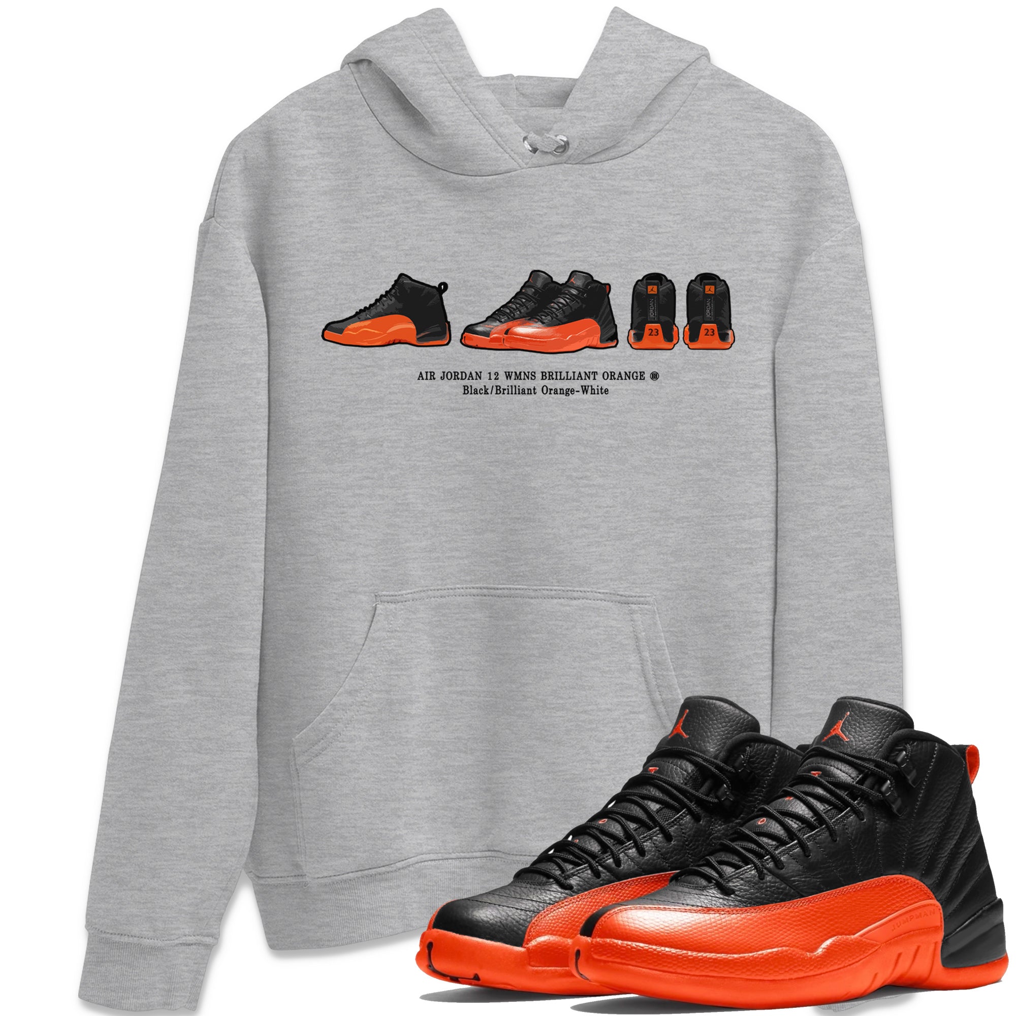 snkmatch Prelude Unisex Tops - Air Jordan 12 Brilliant Orange