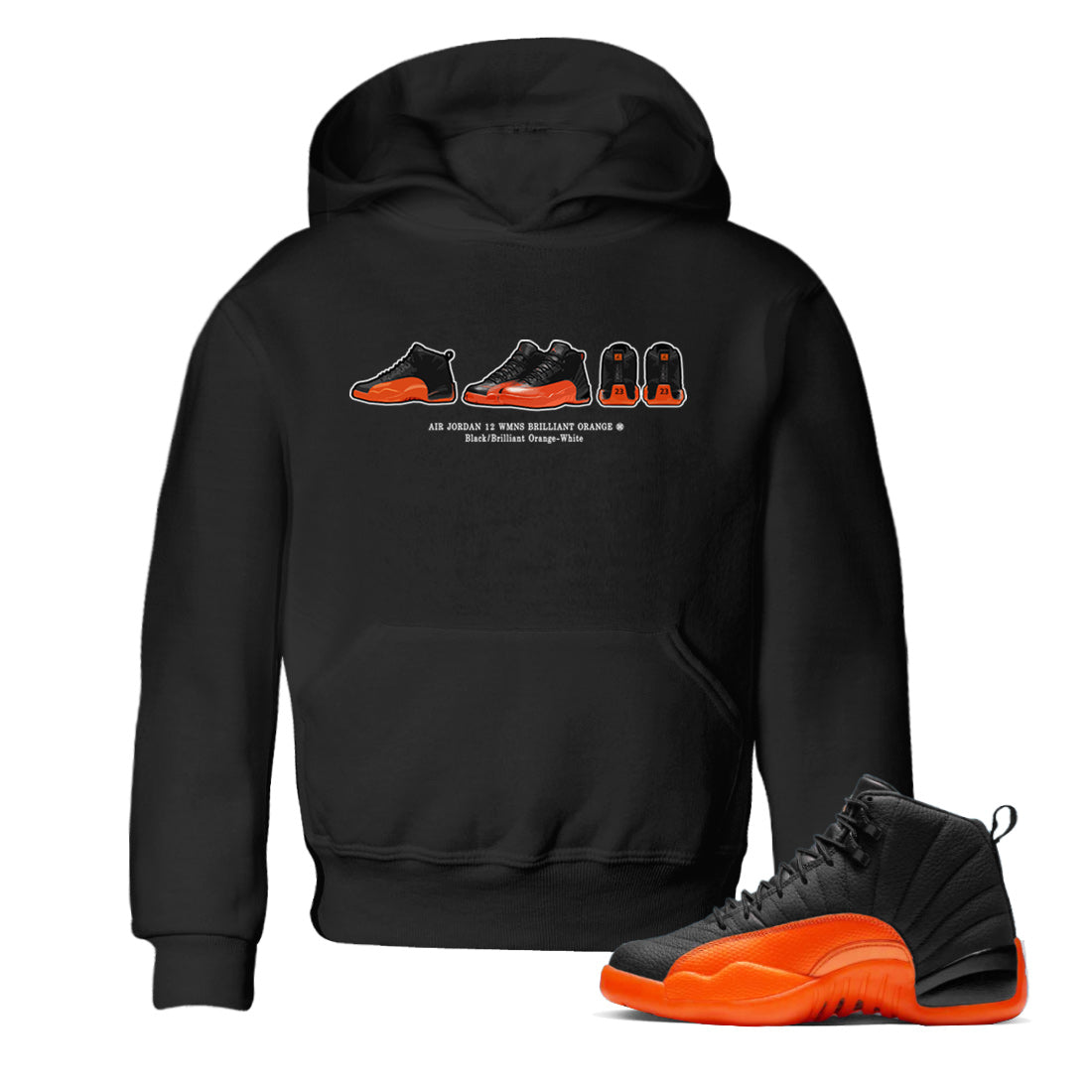 snkmatch Prelude Kids Tops - Air Jordan 12 Brilliant Orange