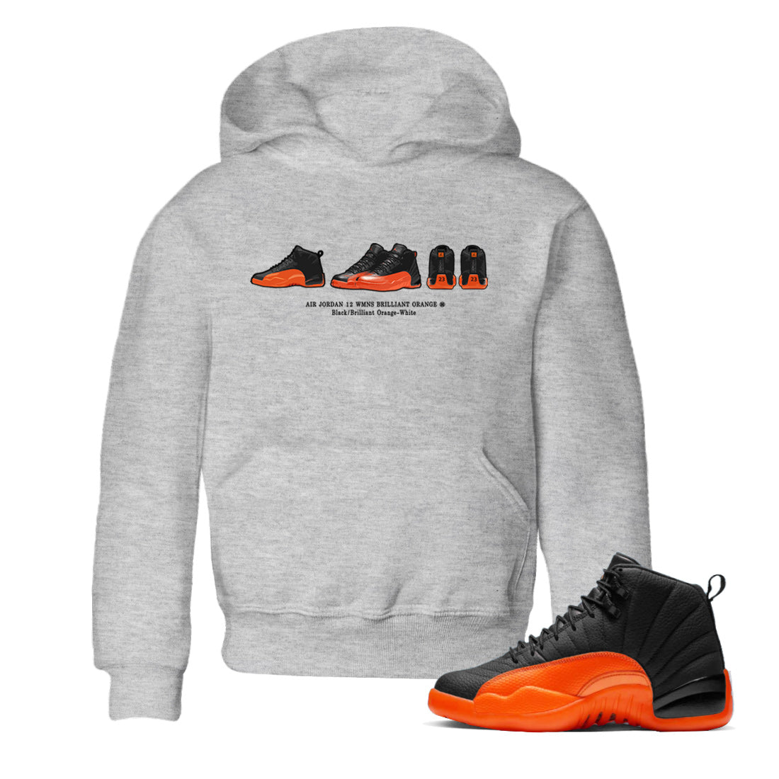 snkmatch Prelude Kids Tops - Air Jordan 12 Brilliant Orange