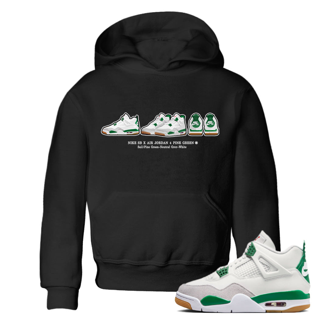 snkmatch Prelude Kids Tops - Air Jordan 4 Pine Green SB