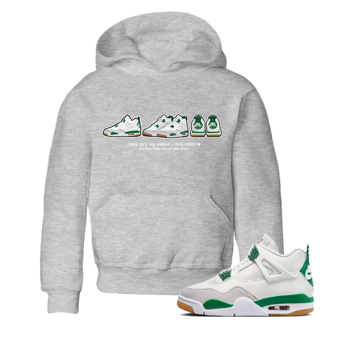 snkmatch Prelude Kids Tops - Air Jordan 4 Pine Green SB