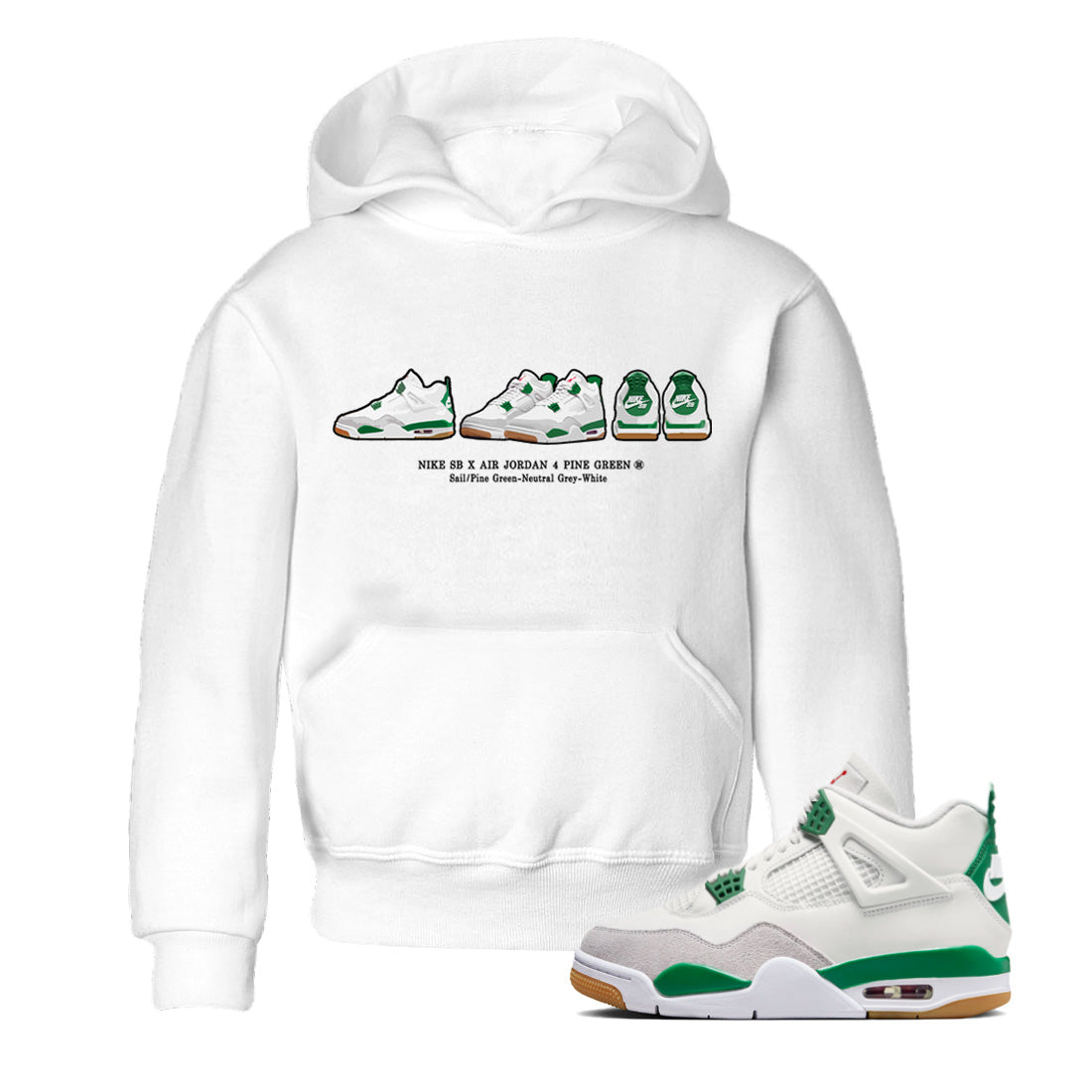 snkmatch Prelude Kids Tops - Air Jordan 4 Pine Green SB