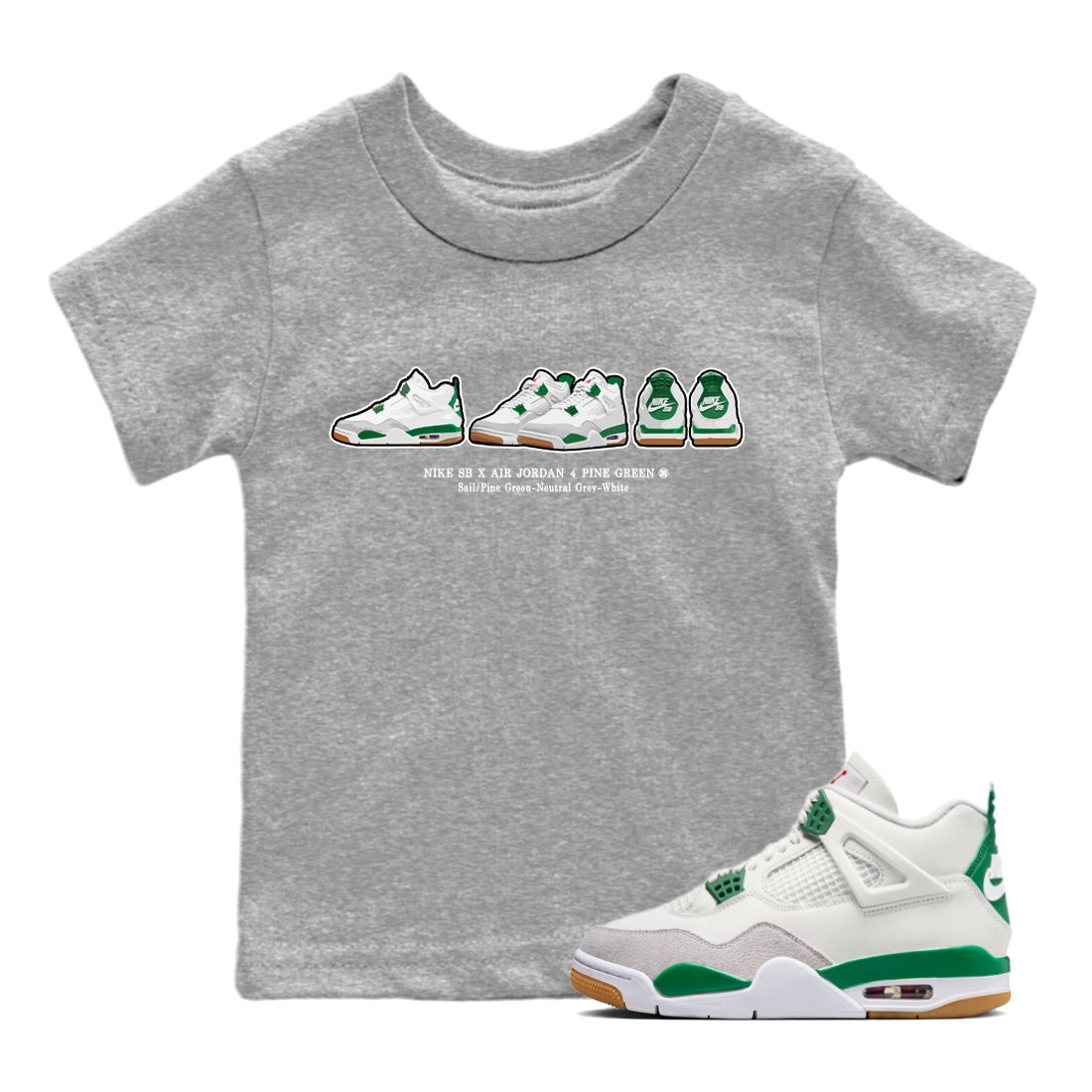 snkmatch Prelude Kids Tops - Air Jordan 4 Pine Green SB