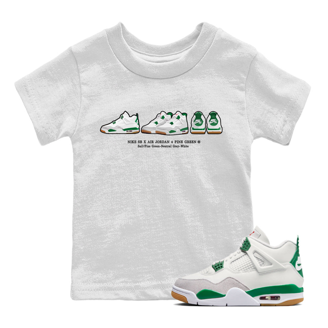 snkmatch Prelude Kids Tops - Air Jordan 4 Pine Green SB