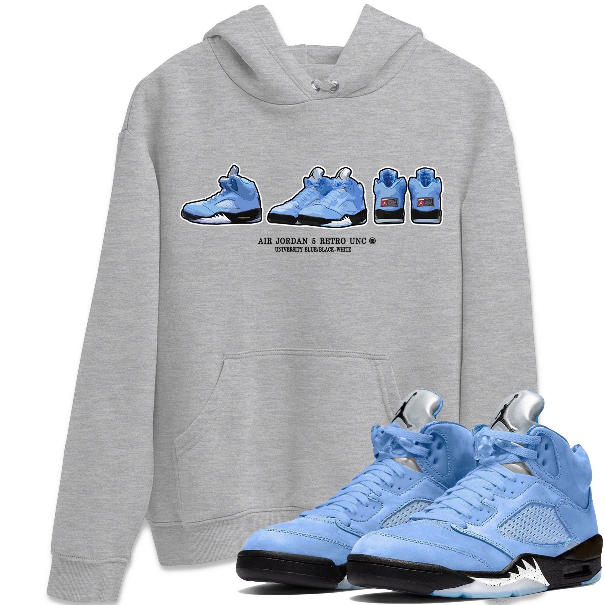 snkmatch Prelude Unisex Tops - Air Jordan 5 UNC