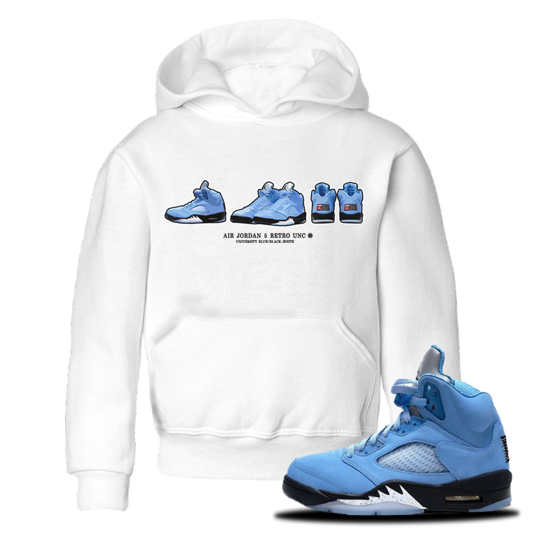 snkmatch Prelude Kids Tops - Air Jordan 5 UNC