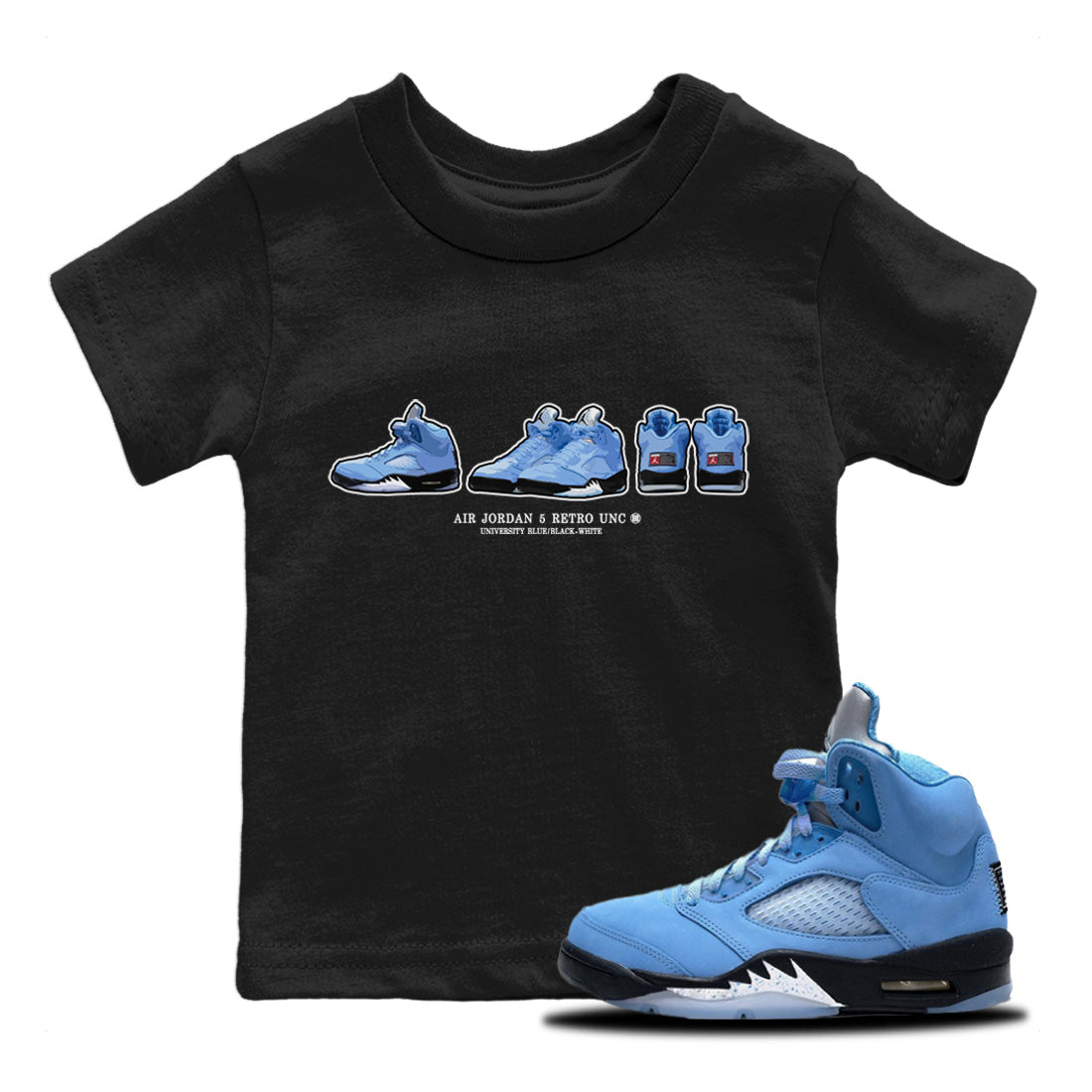 snkmatch Prelude Kids Tops - Air Jordan 5 UNC