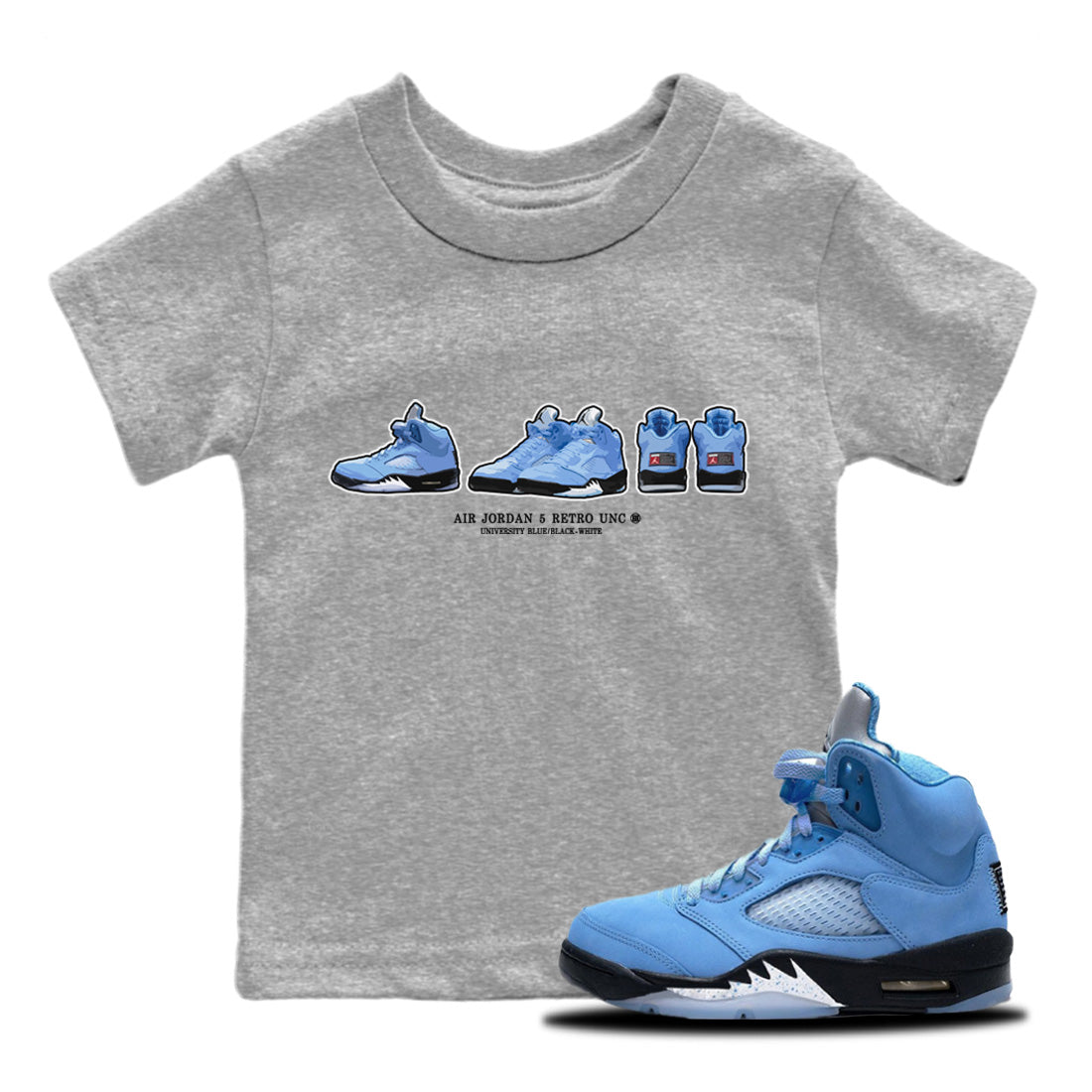 snkmatch Prelude Kids Tops - Air Jordan 5 UNC