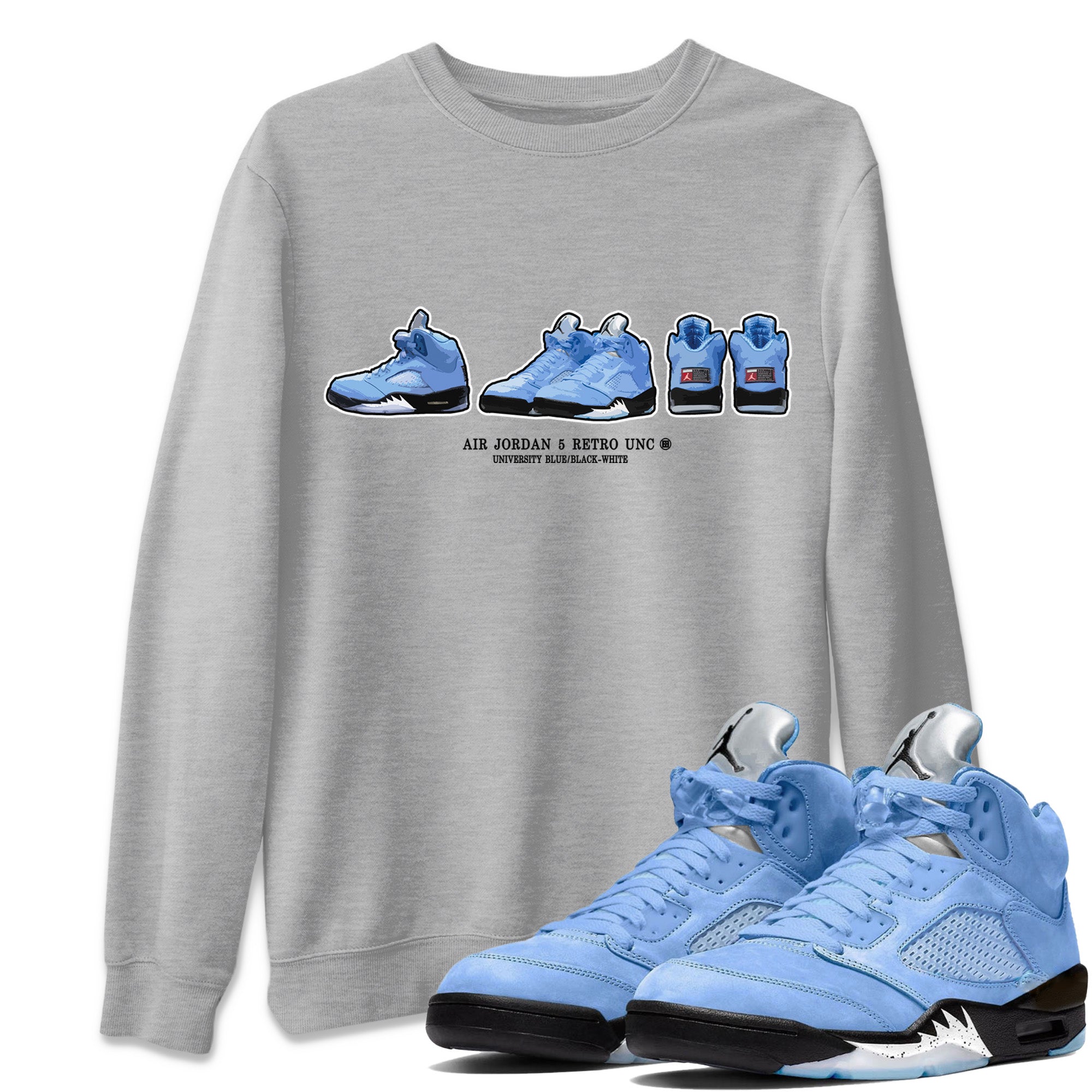 snkmatch Prelude Unisex Tops - Air Jordan 5 UNC