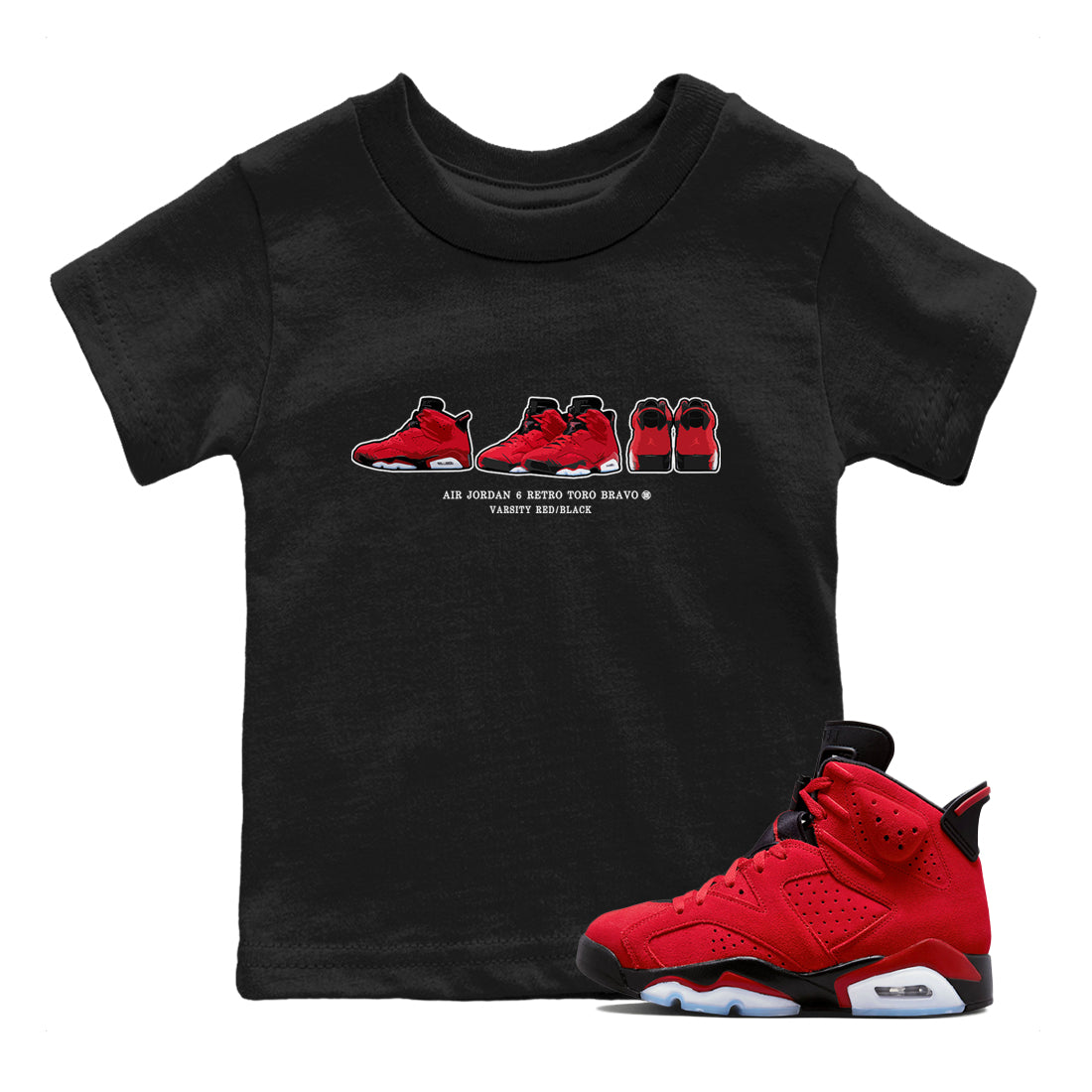 snkmatch Prelude Kids Tops - Air Jordan 6 Toro Bravo